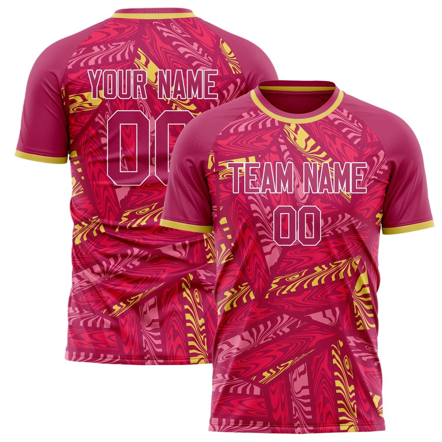 Benutzerdefiniertes Professionelles Rosa Gold Abstraktes Fußballtrikot FT02240808JG081