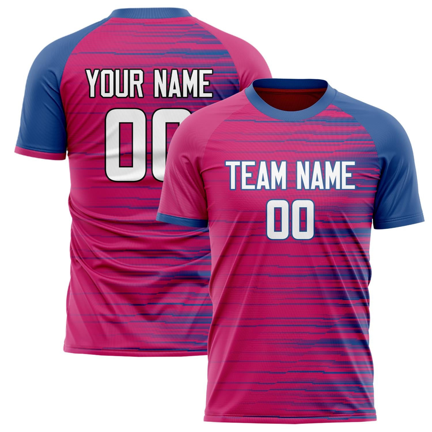 Benutzerdefiniertes Professionelles Rosa Marineblau Splatter Fußballtrikot FT02240808XE002