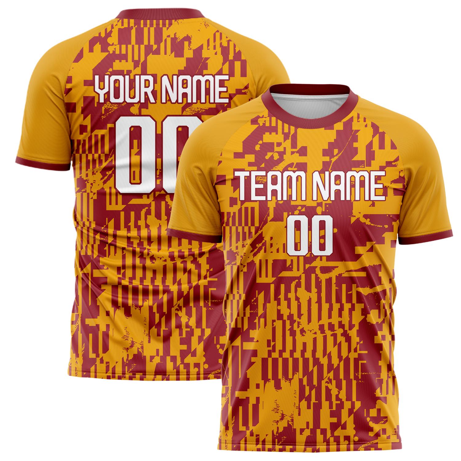 Benutzerdefiniertes Professionelles Orange Rot Geometrisch Fußballtrikot FT02240809JC014