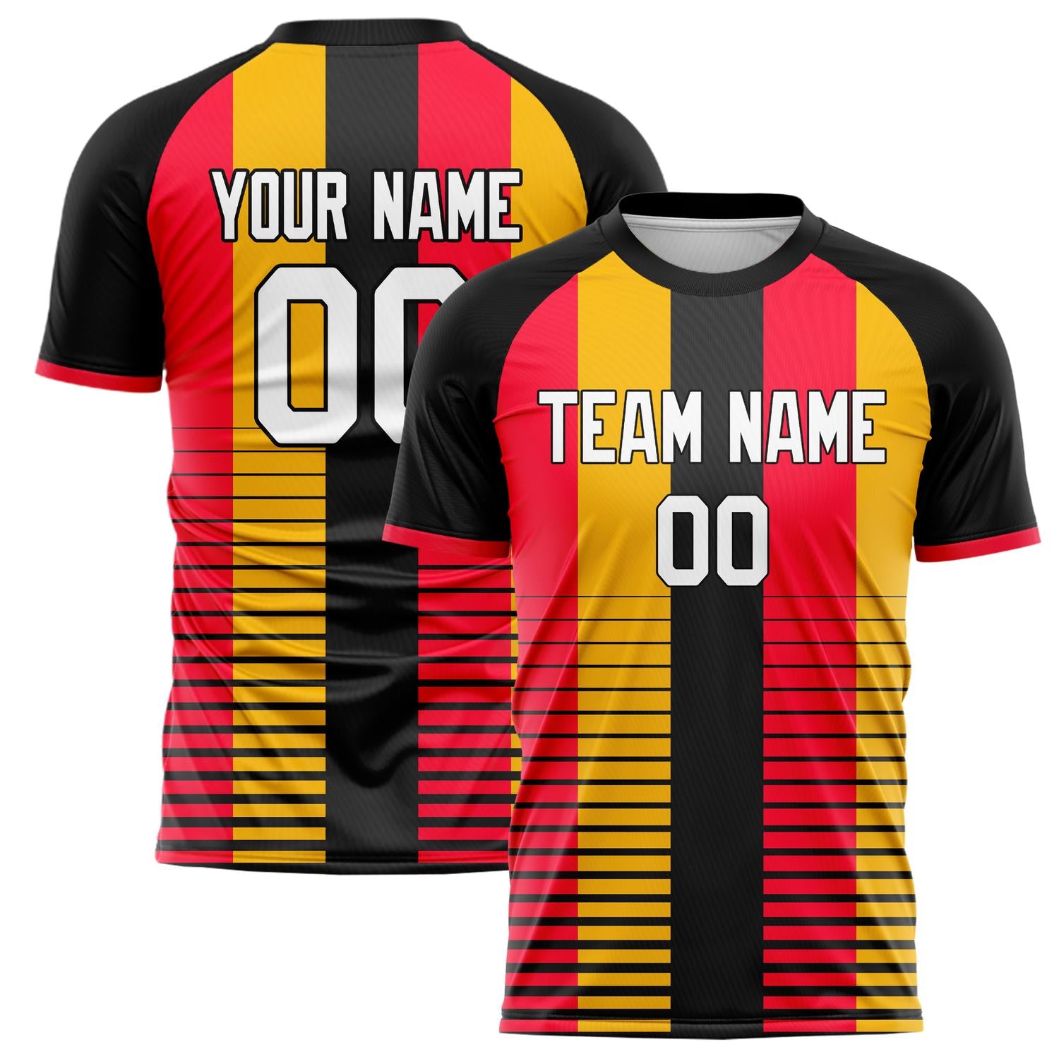 Benutzerdefiniertes Professionelles Schwarz Rot Gradient Fußballtrikot FT02240809JC042