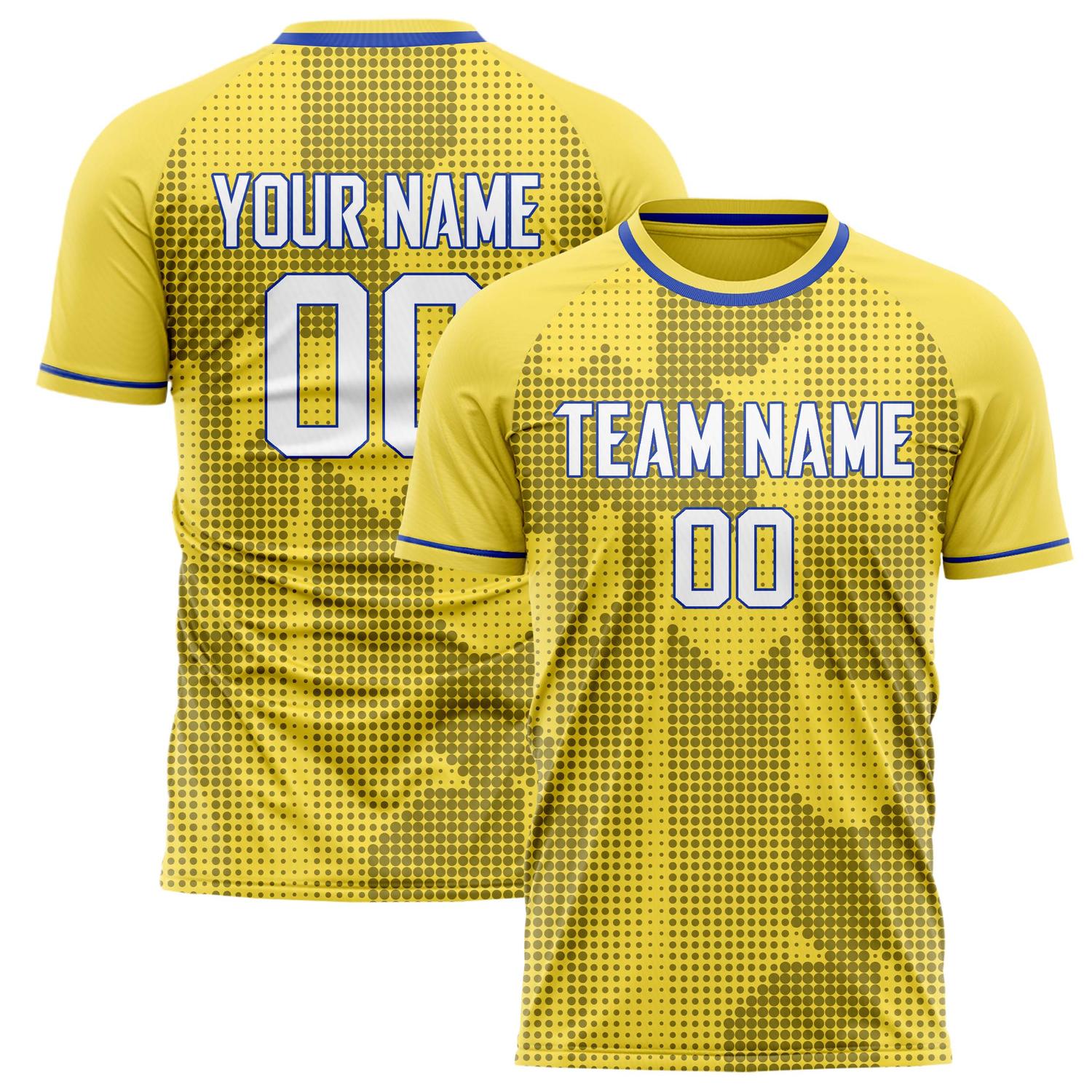 Benutzerdefiniertes Professionelles Gold Weiß Pixel Fußballtrikot FT02240809JG104