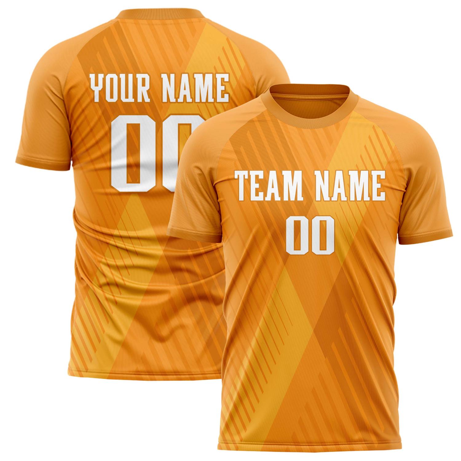 Benutzerdefiniertes Professionelles Orange Weiß Geometrisches Fußballtrikot FT02240809JG144