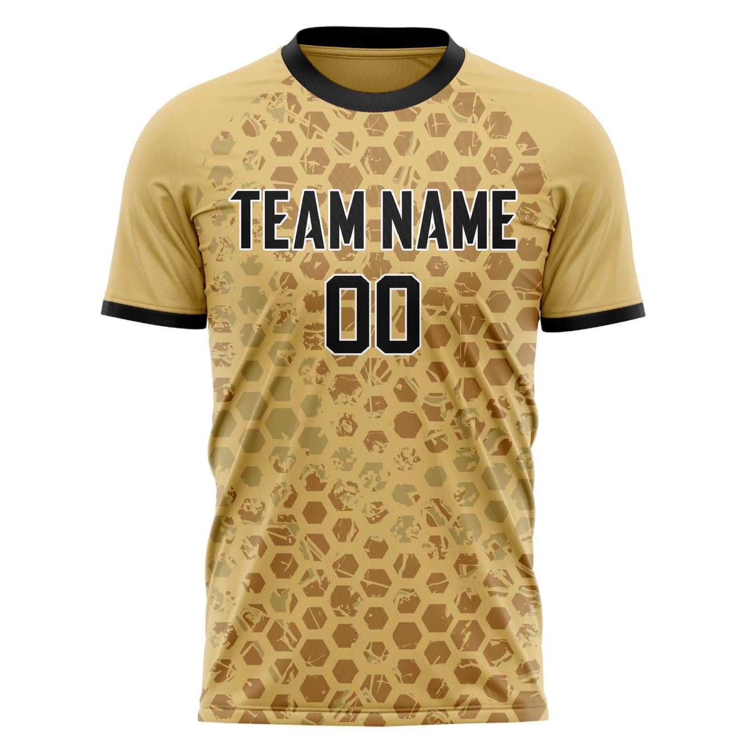 Benutzerdefiniertes Professionelles Altgold Schwarz Geometrisches Fußballtrikot