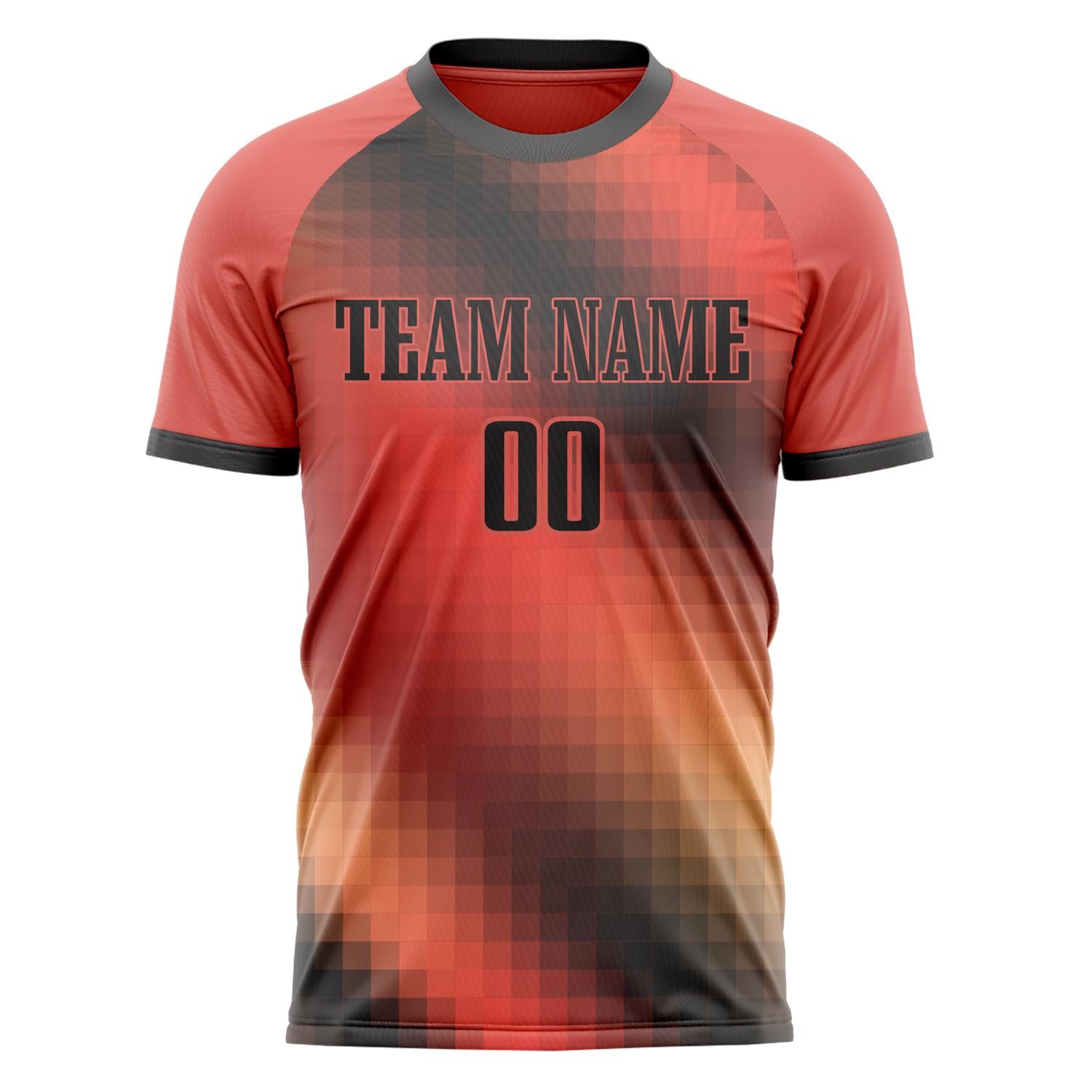 Benutzerdefiniertes Professionelles Rot Schwarz Pixel Fußballtrikot