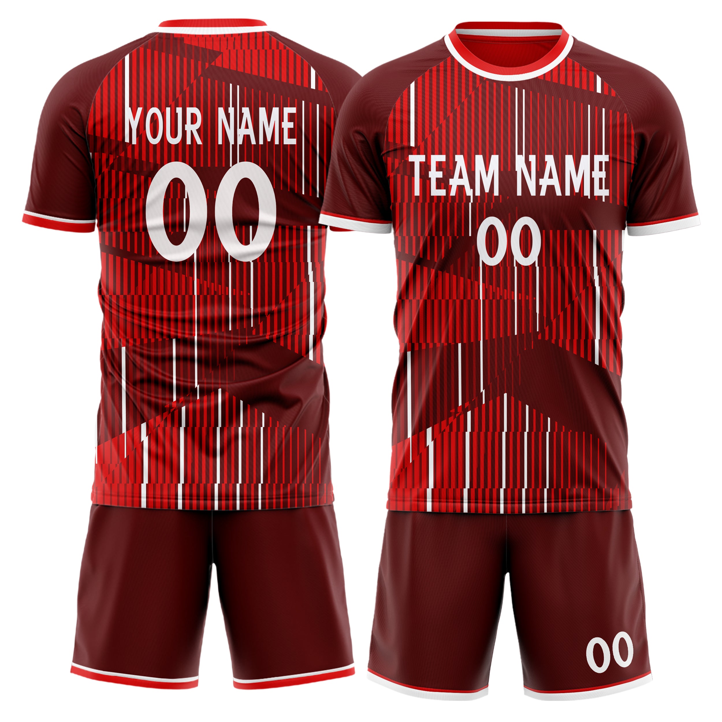 Maßgeschneidertes Professionelles Rot Weiß Fußballtrikot-Set FT03240719JC152