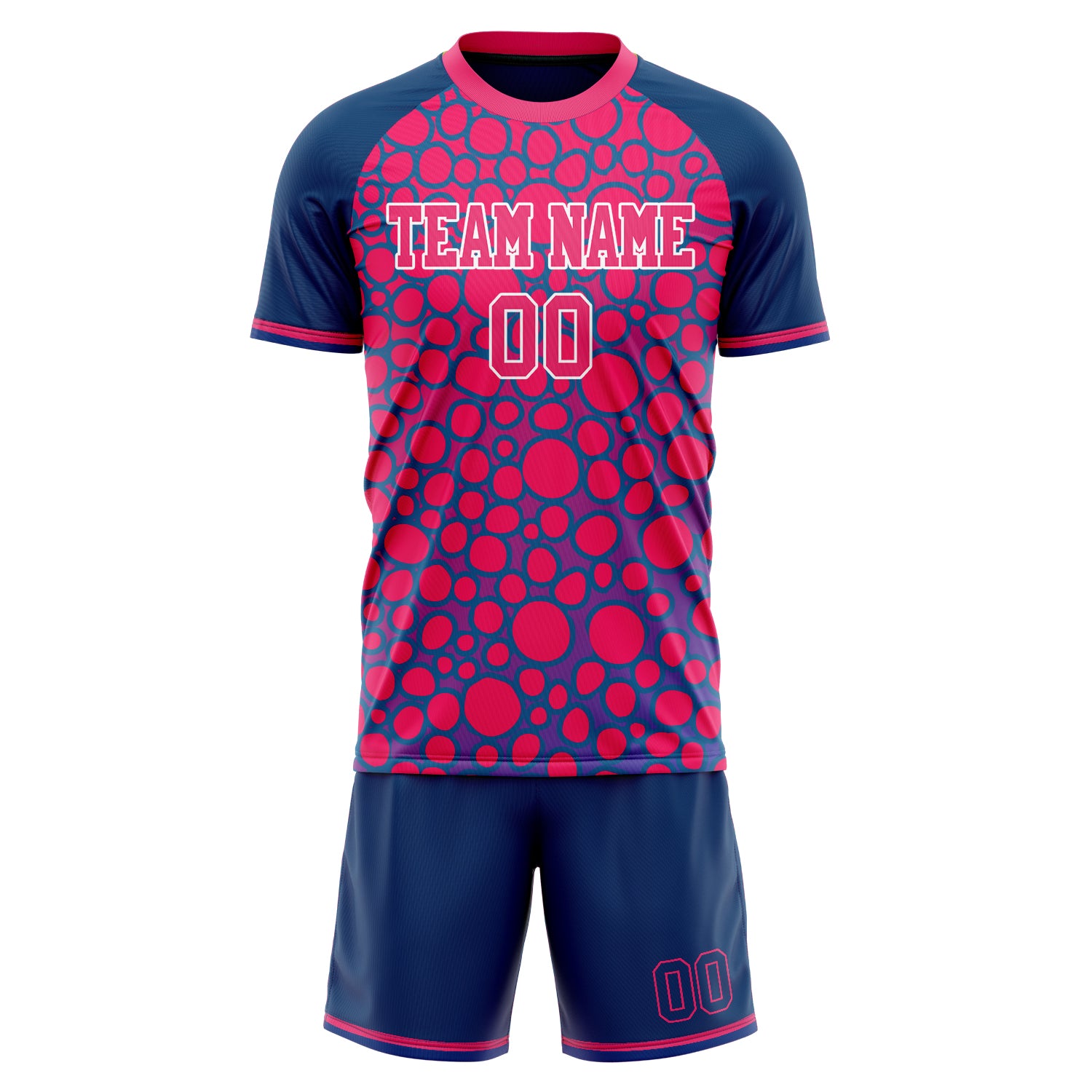 Maßgeschneidertes Professionelles Rosa Marineblau Fußballtrikot-Set