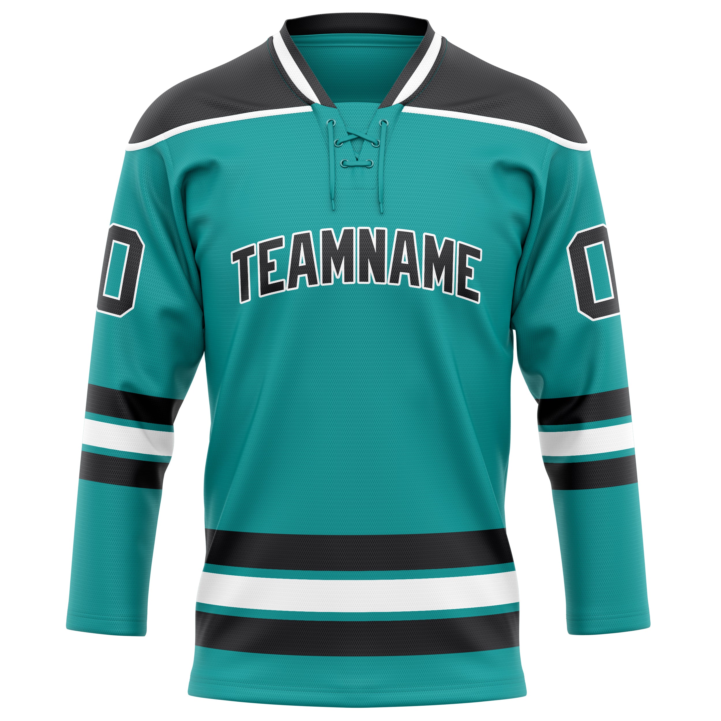 Aqua Schwarz Eishockey Trikot