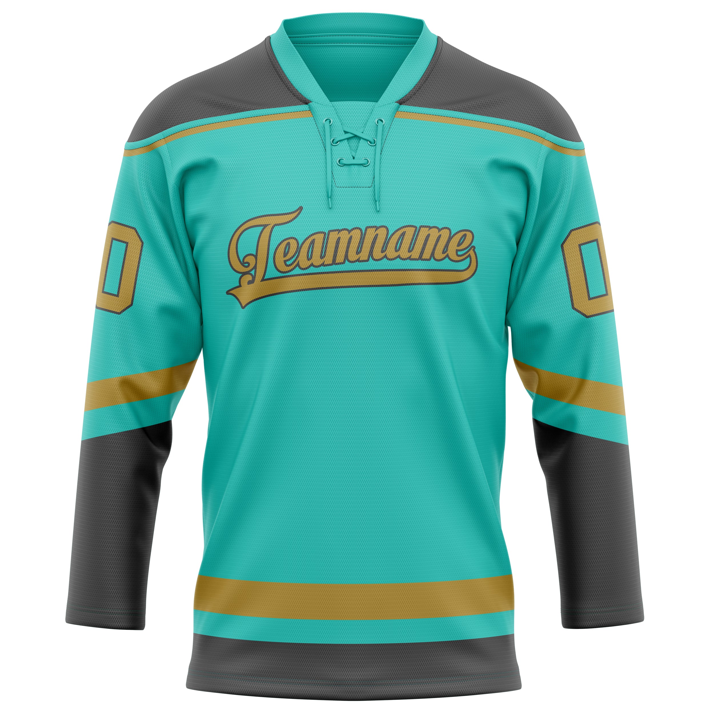 Aqua Altgold Eishockey Trikot