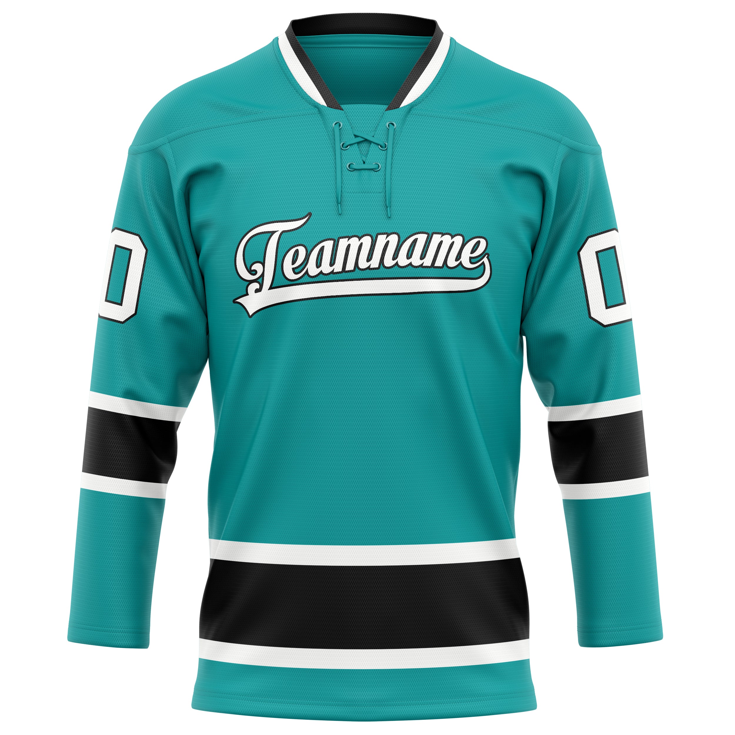 Aqua Schwarz Eishockey Trikot