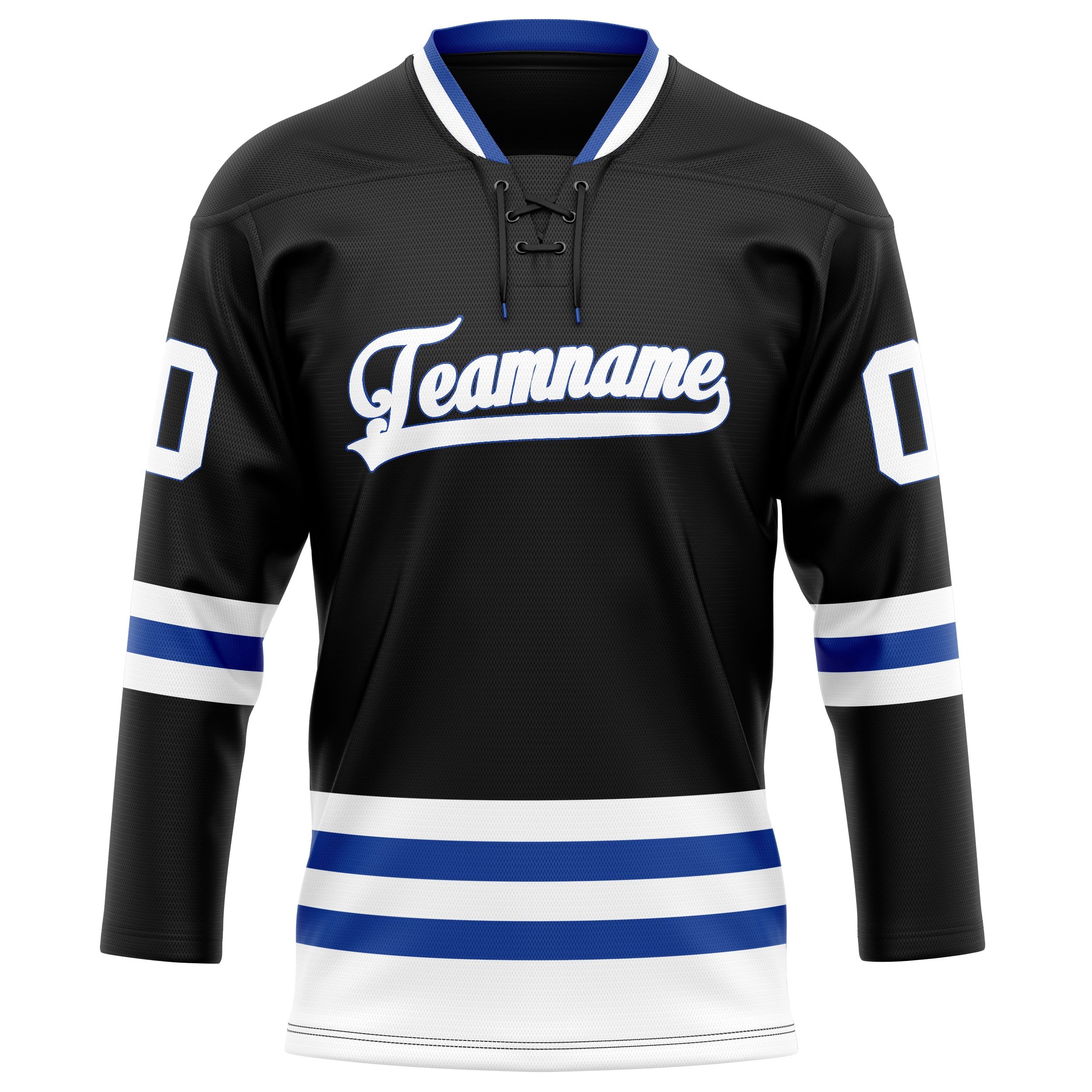 Schwarz Königsblau Eishockey Trikot