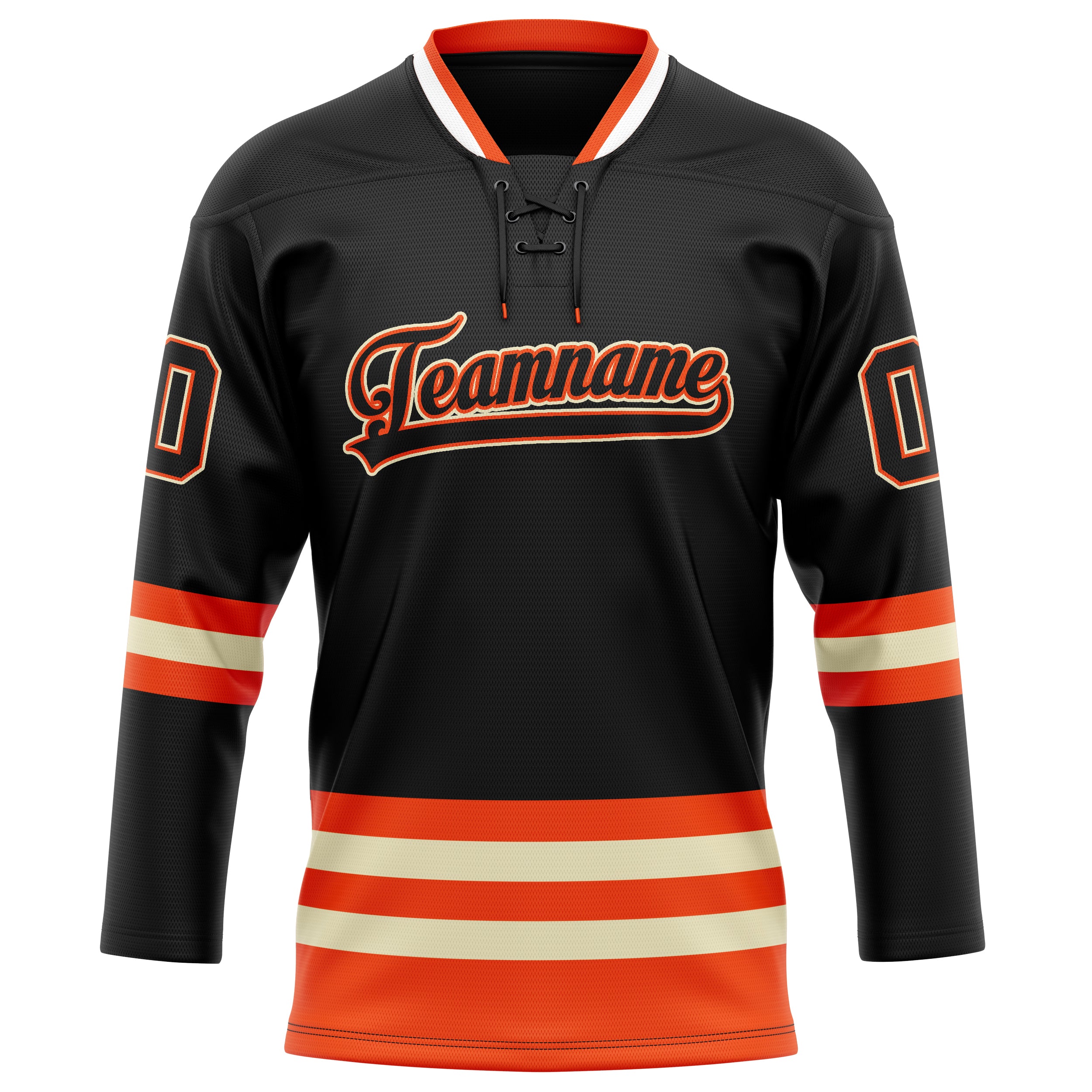 Schwarz Orange Eishockey Trikot