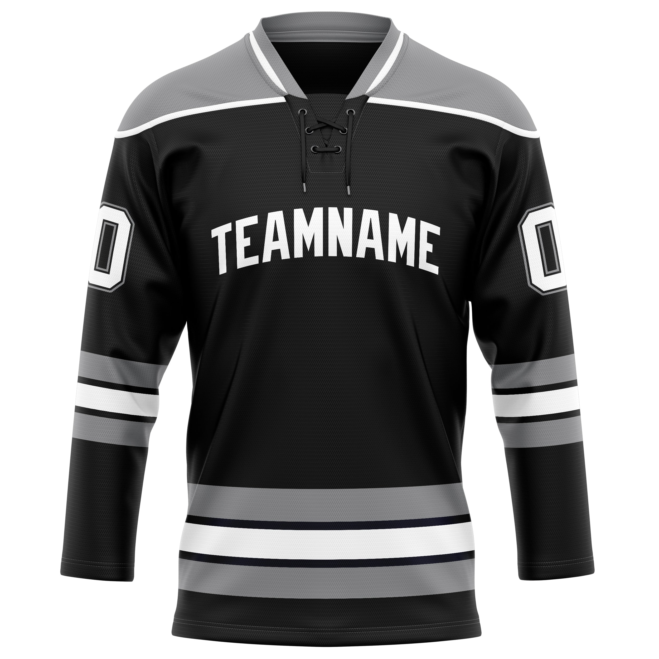 Schwarz Grau Eishockey Trikot