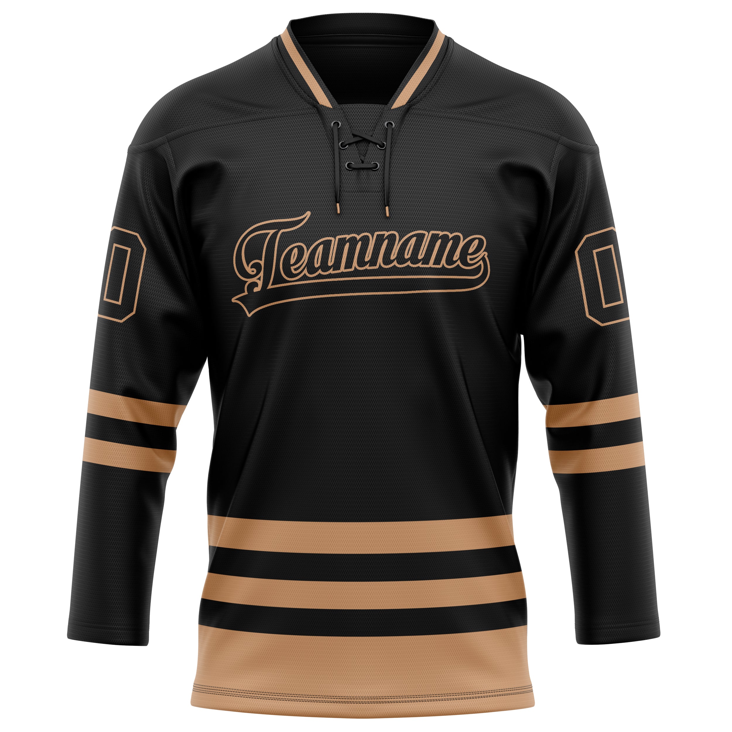 Schwarz Altgold Eishockey Trikot