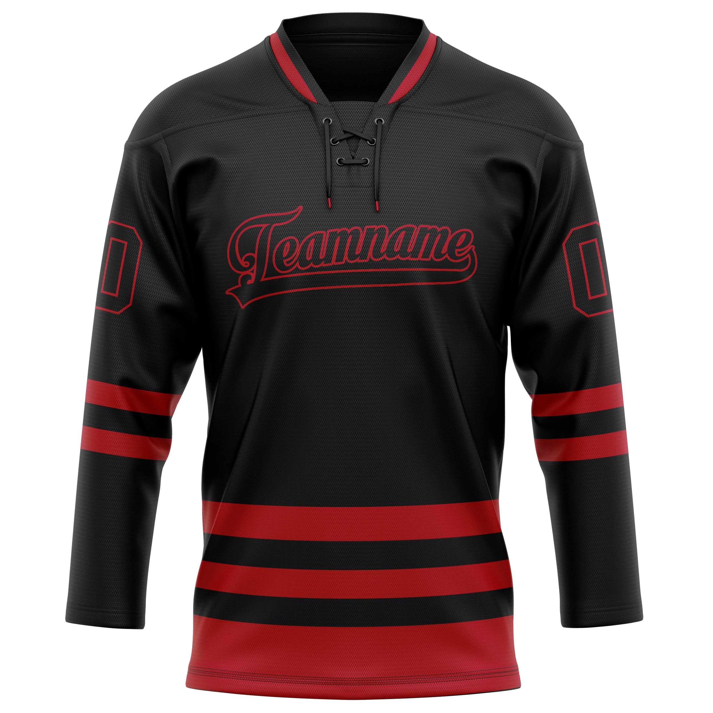 Schwarz Karmesinrot Eishockey Trikot