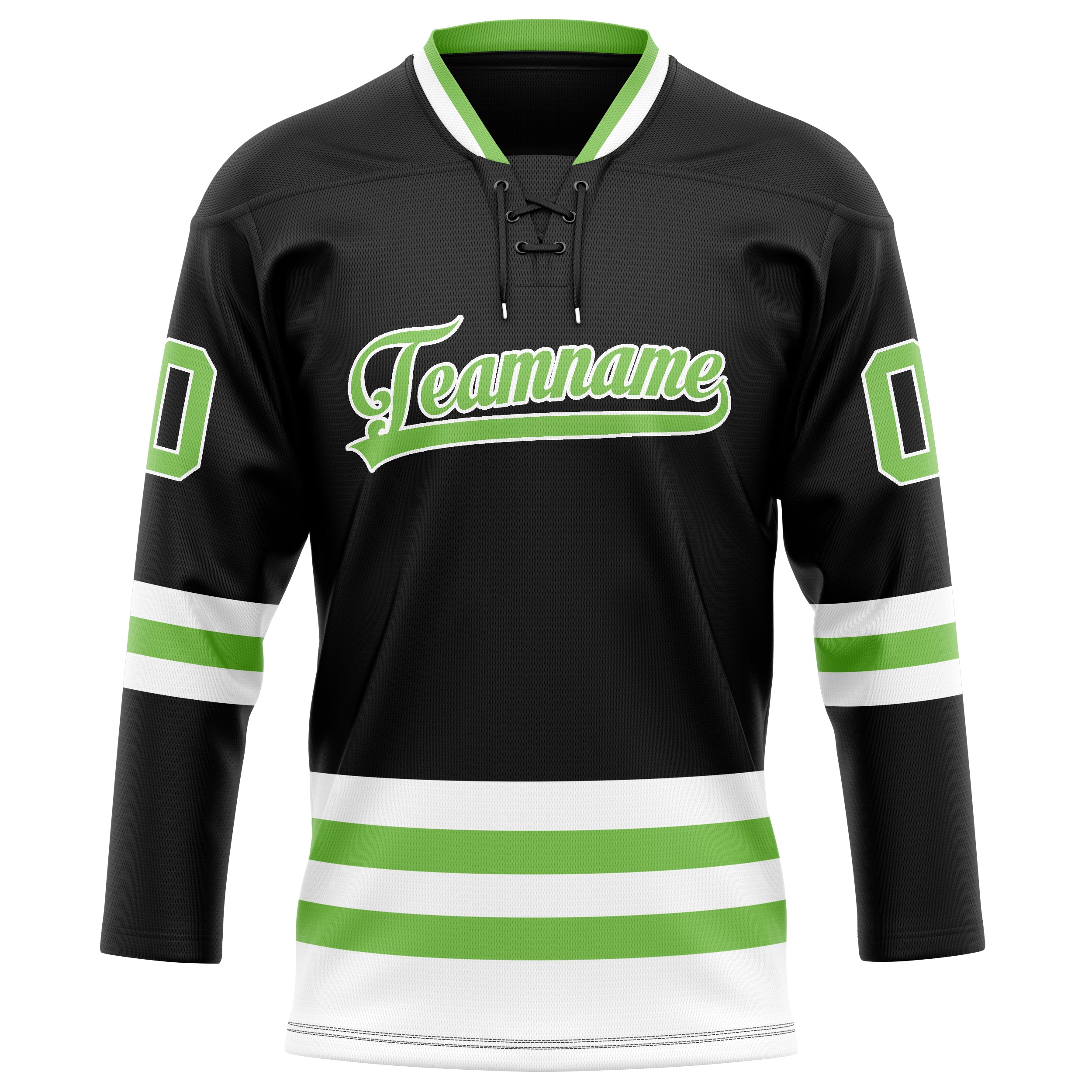 Schwarz Neongrün Eishockey Trikot