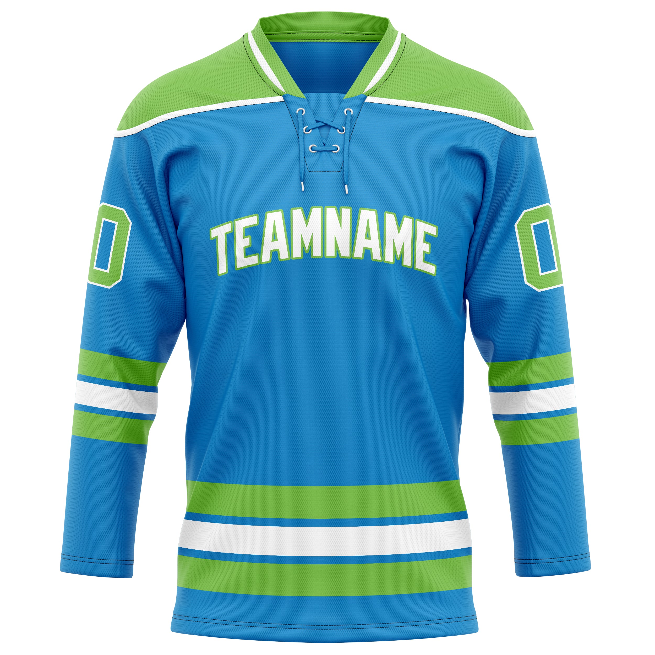 Blau Neongrün Eishockey Trikot