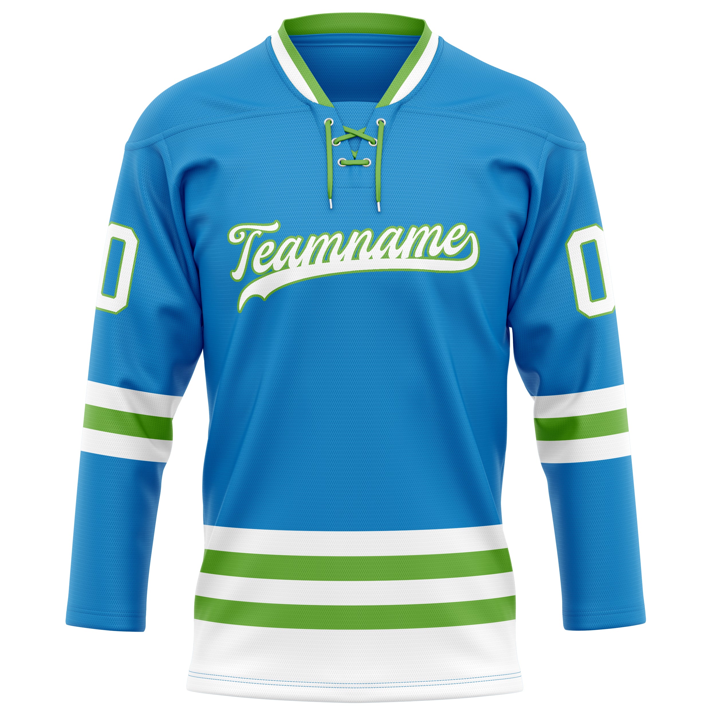 Blau Neongrün Eishockey Trikot