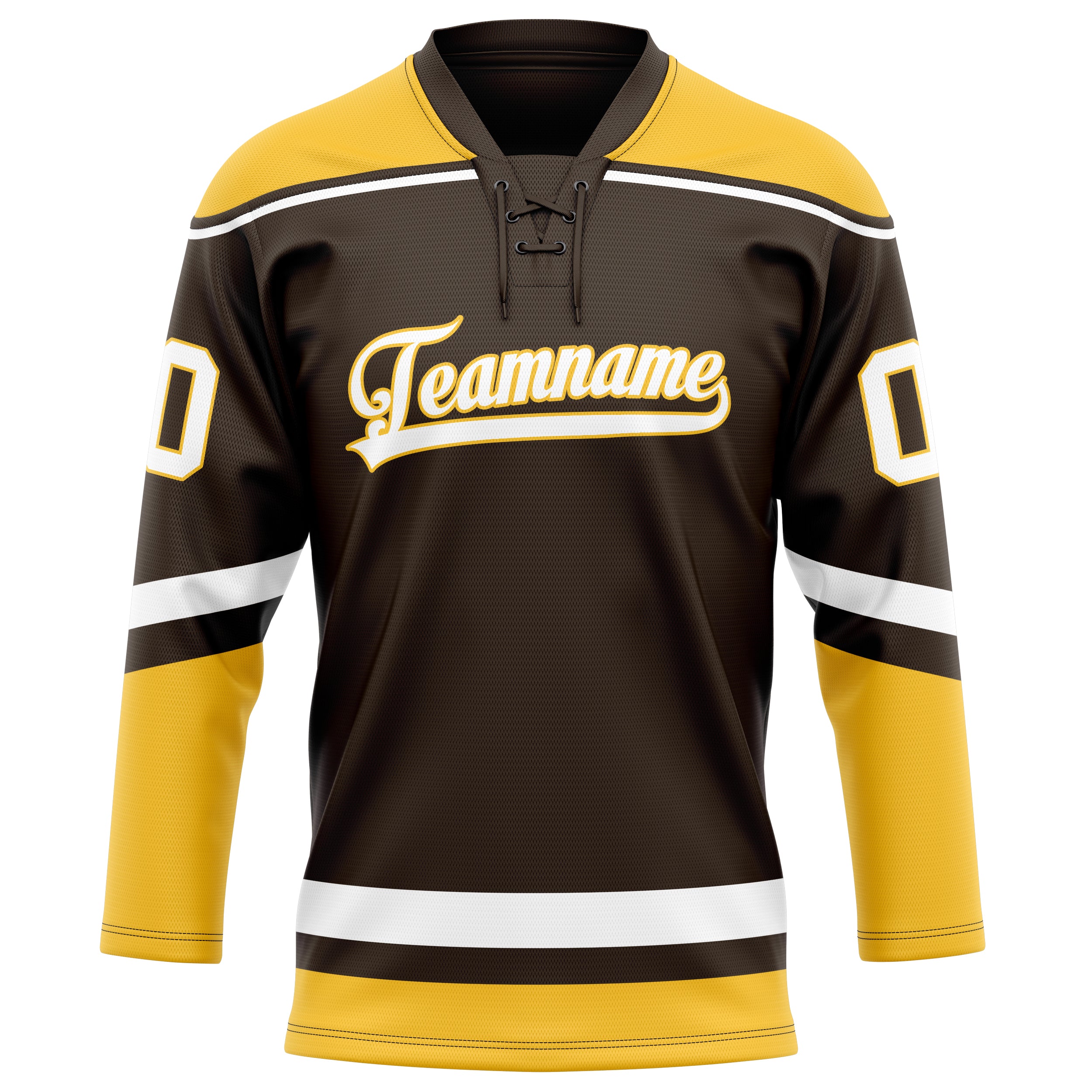 Braun Gold Eishockey Trikot