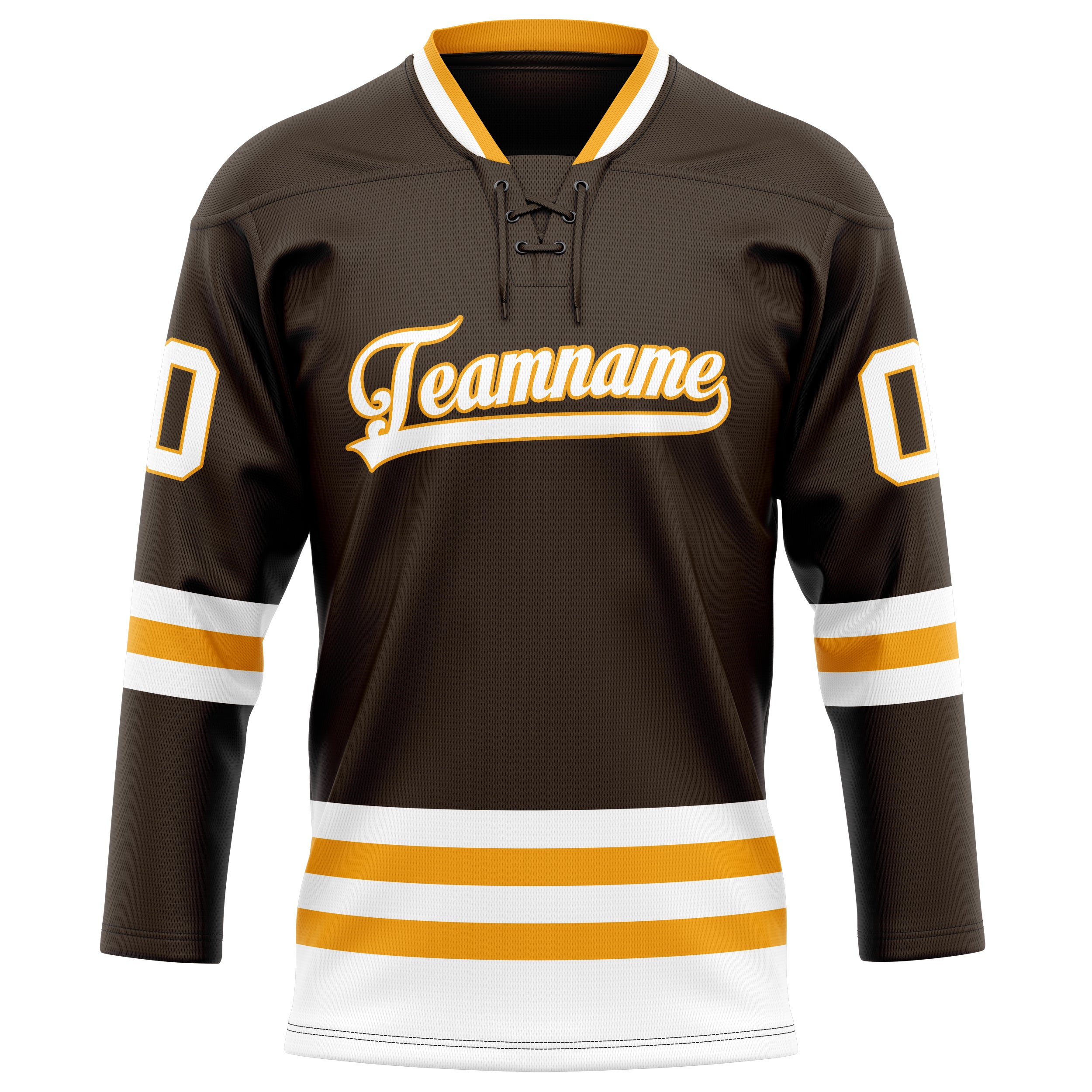 Braun Weiß Eishockey Trikot