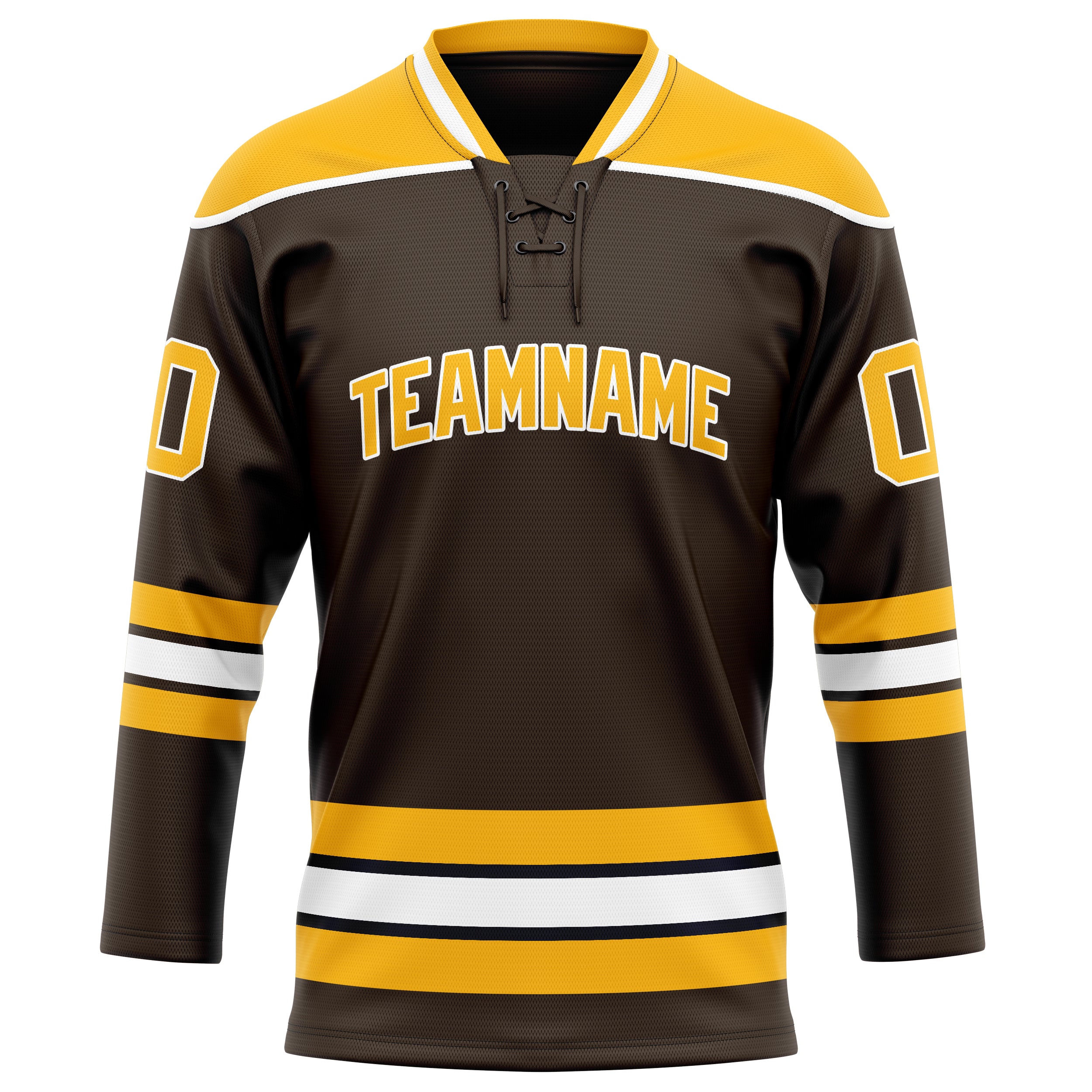 Braun Gold Eishockey Trikot