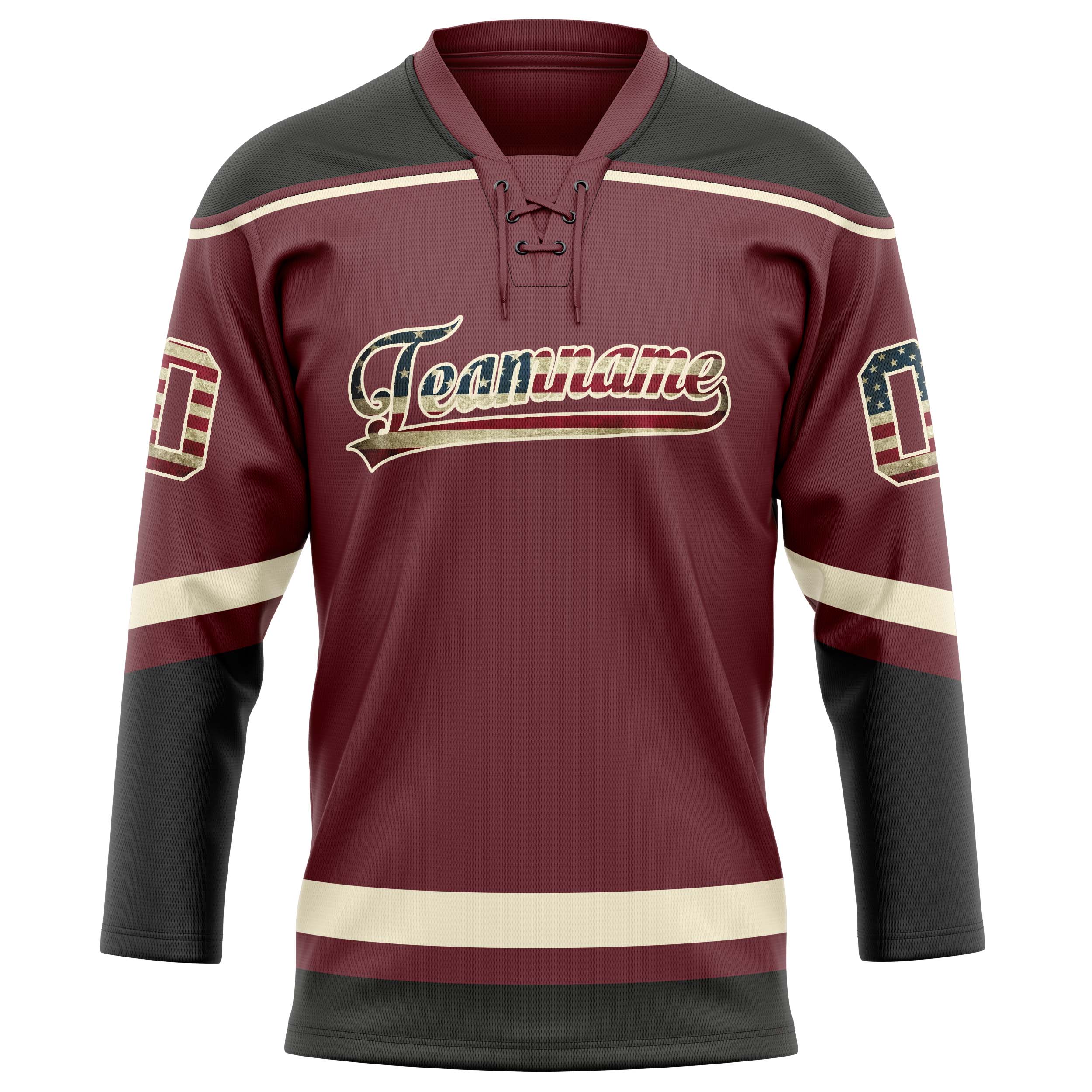 Braun Creme Eishockey Trikot