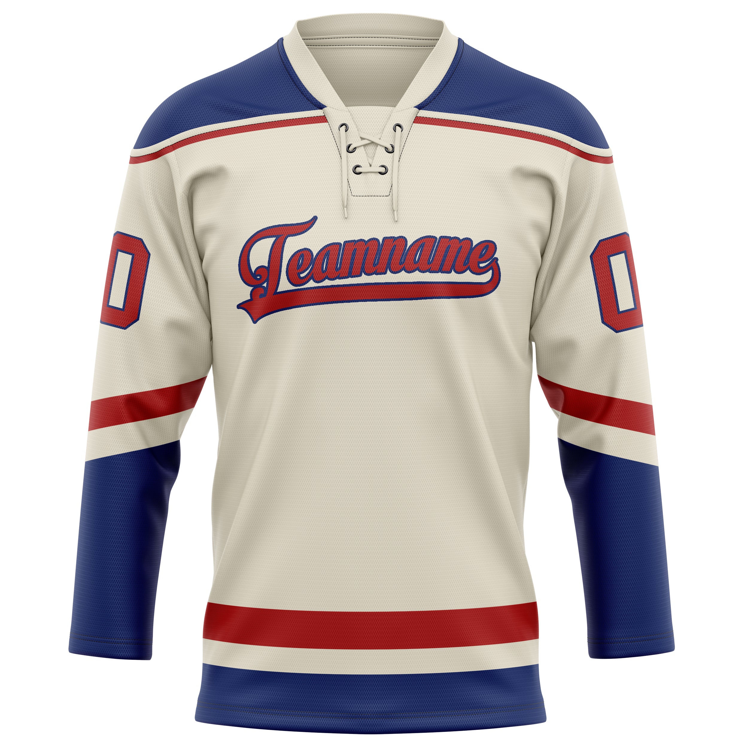 Creme Königsblau Eishockey Trikot