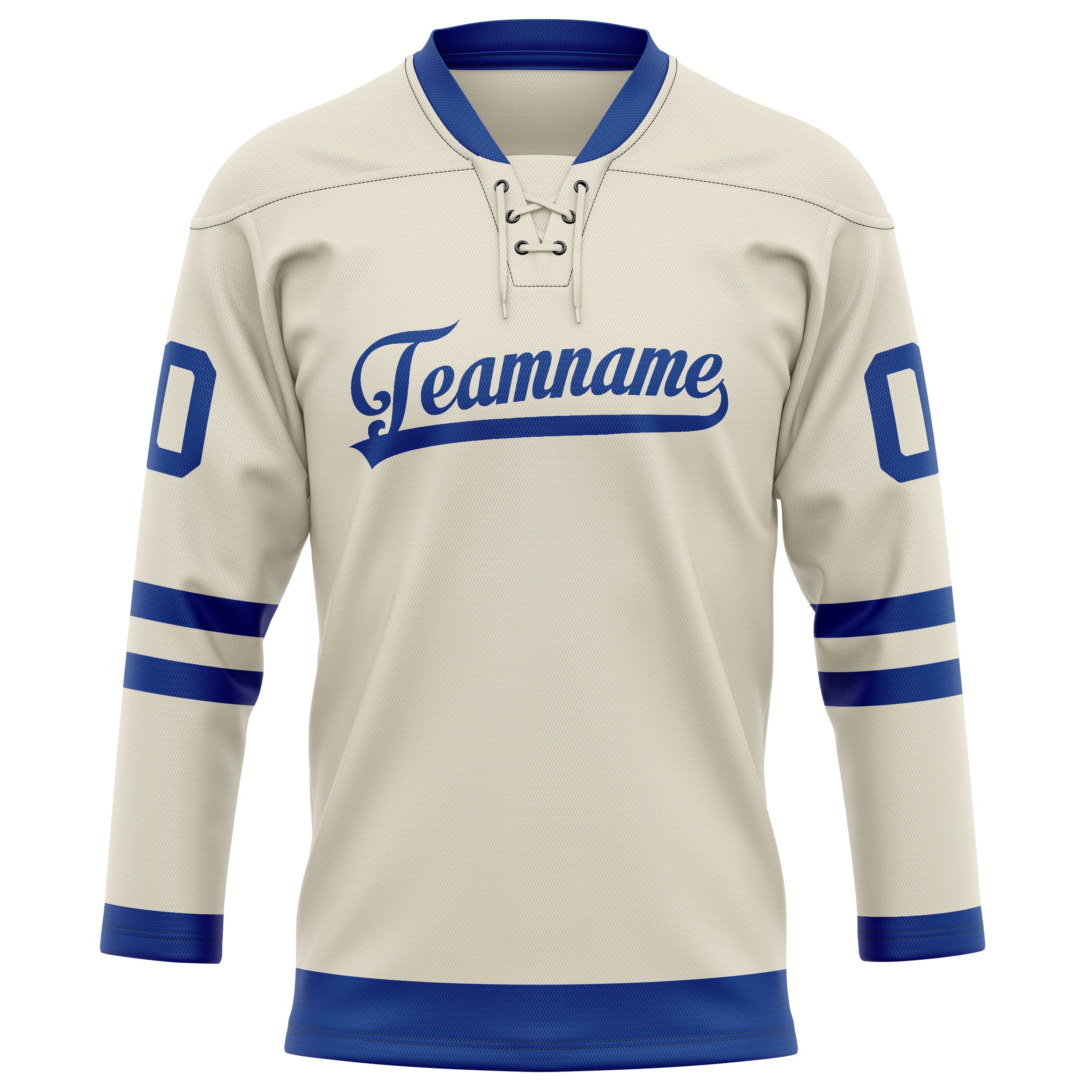 Creme Königsblau Eishockey Trikot