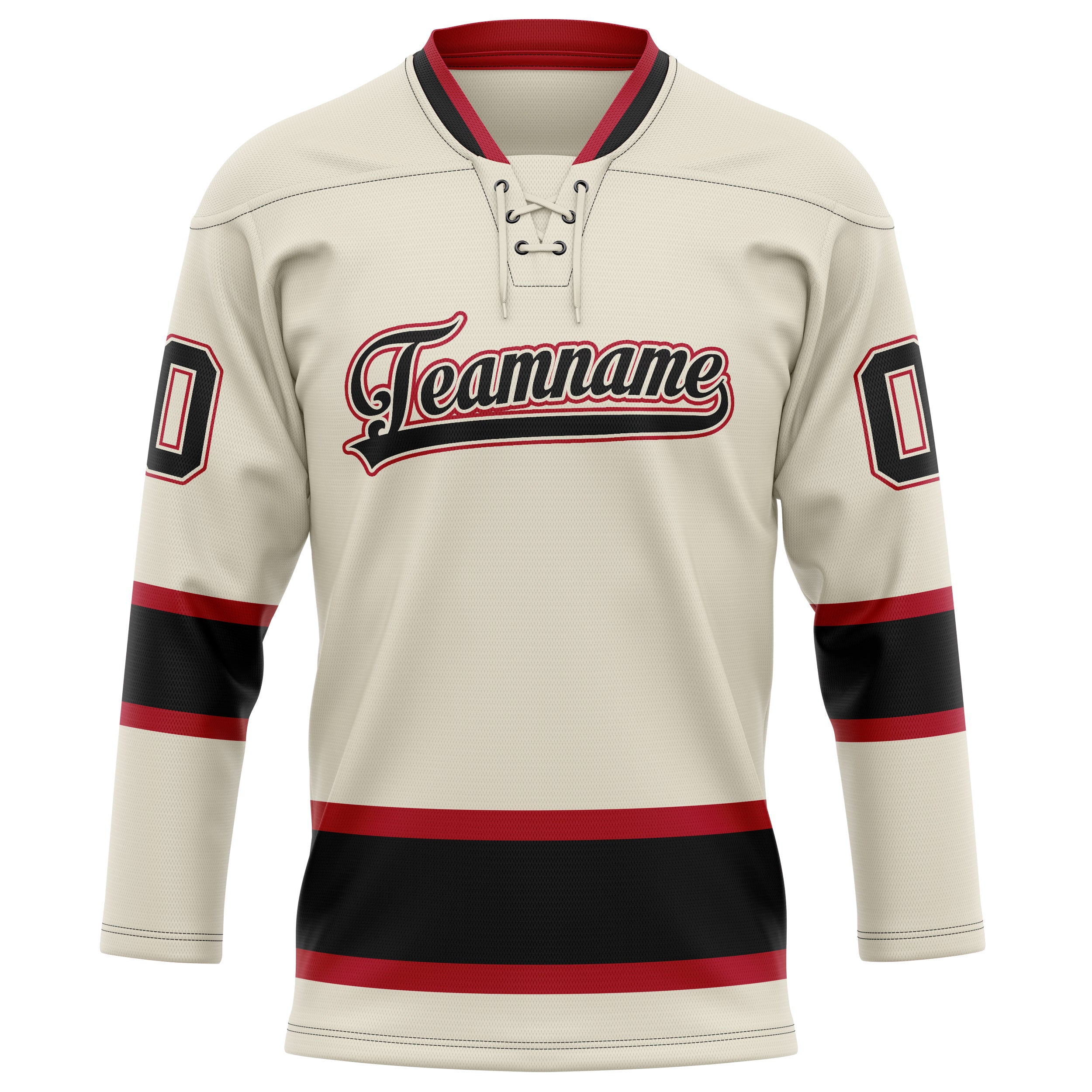 Creme Schwarz Eishockey Trikot