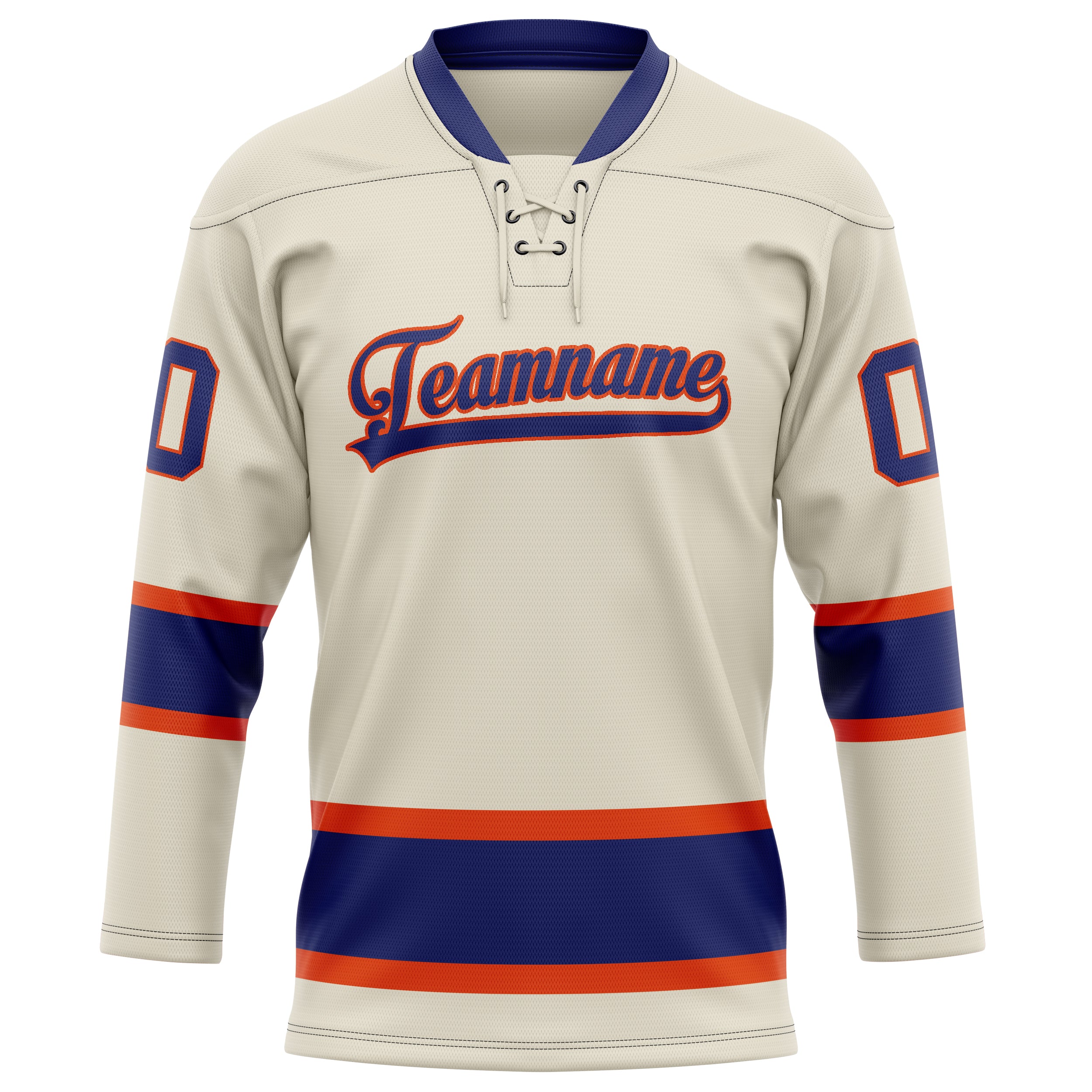 Creme Marineblau Eishockey Trikot