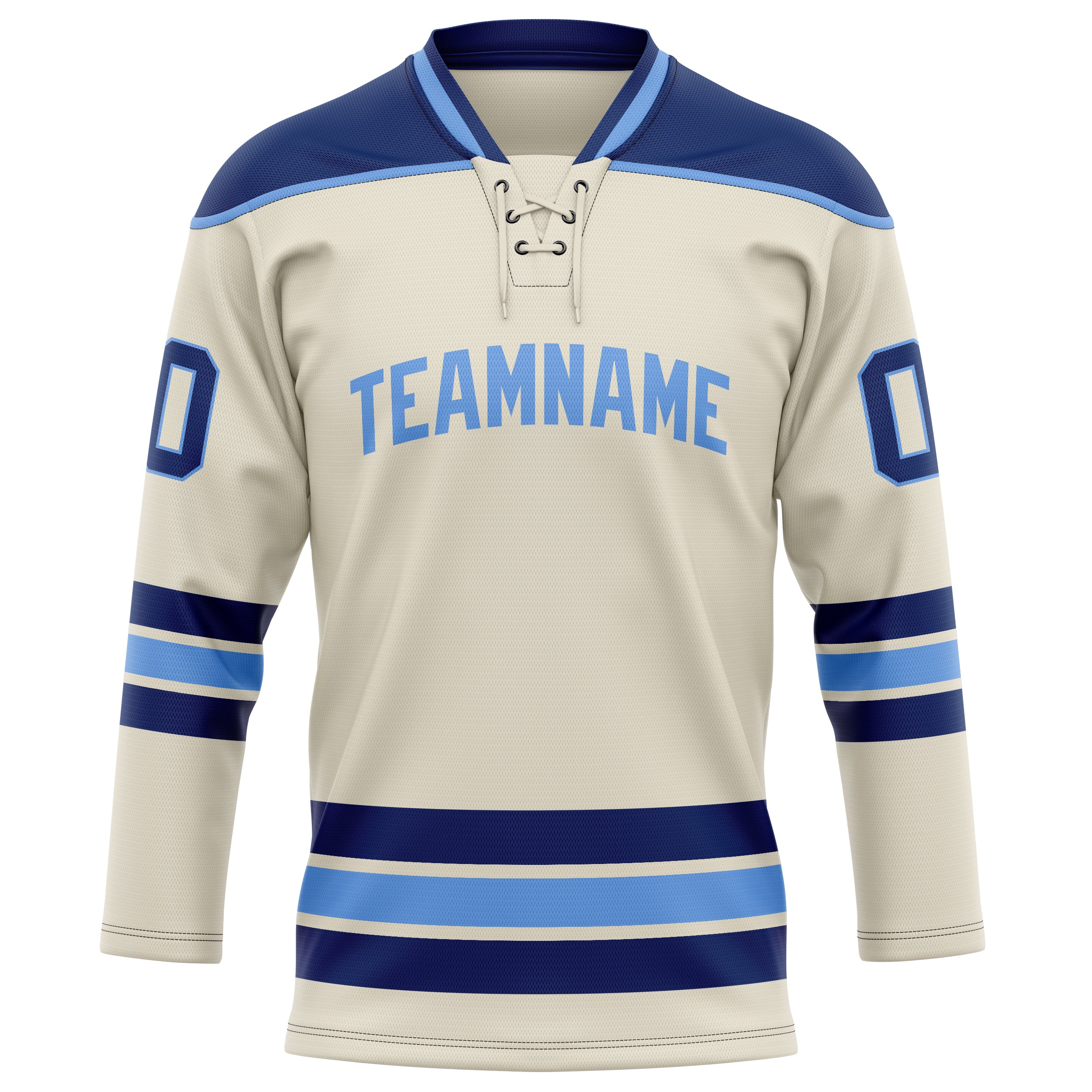 Creme Marineblau Eishockey Trikot