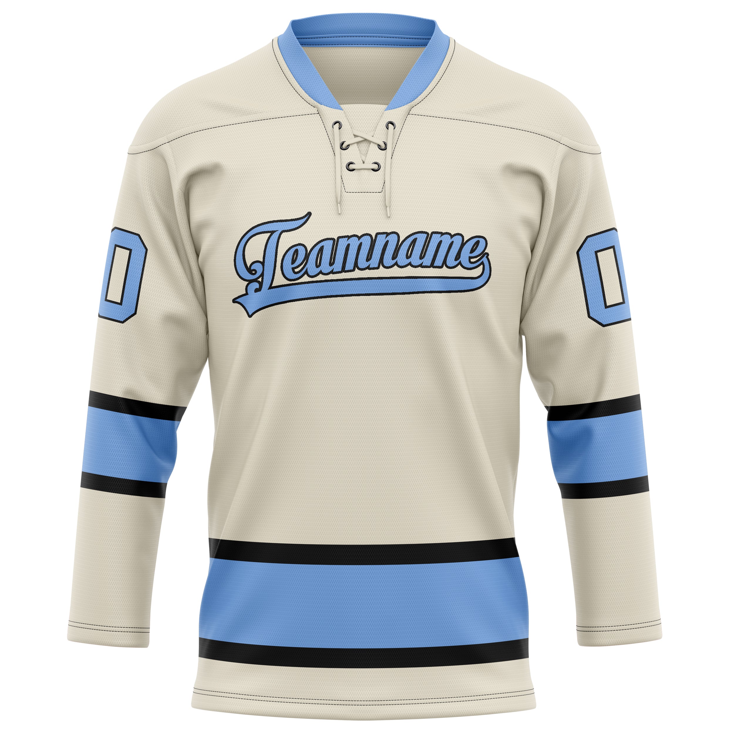 Creme Hellblau Eishockey Trikot