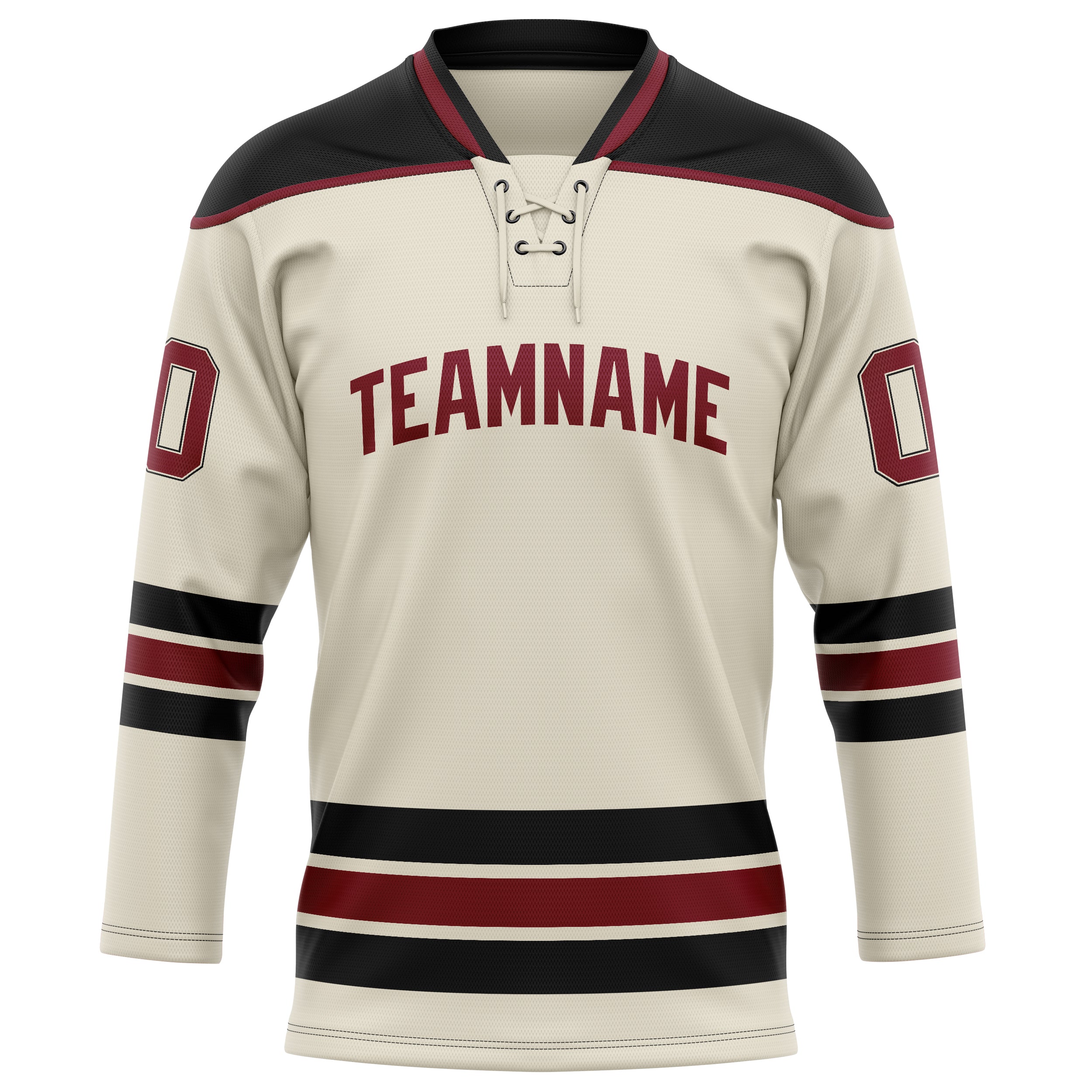 Creme Schwarz Eishockey Trikot