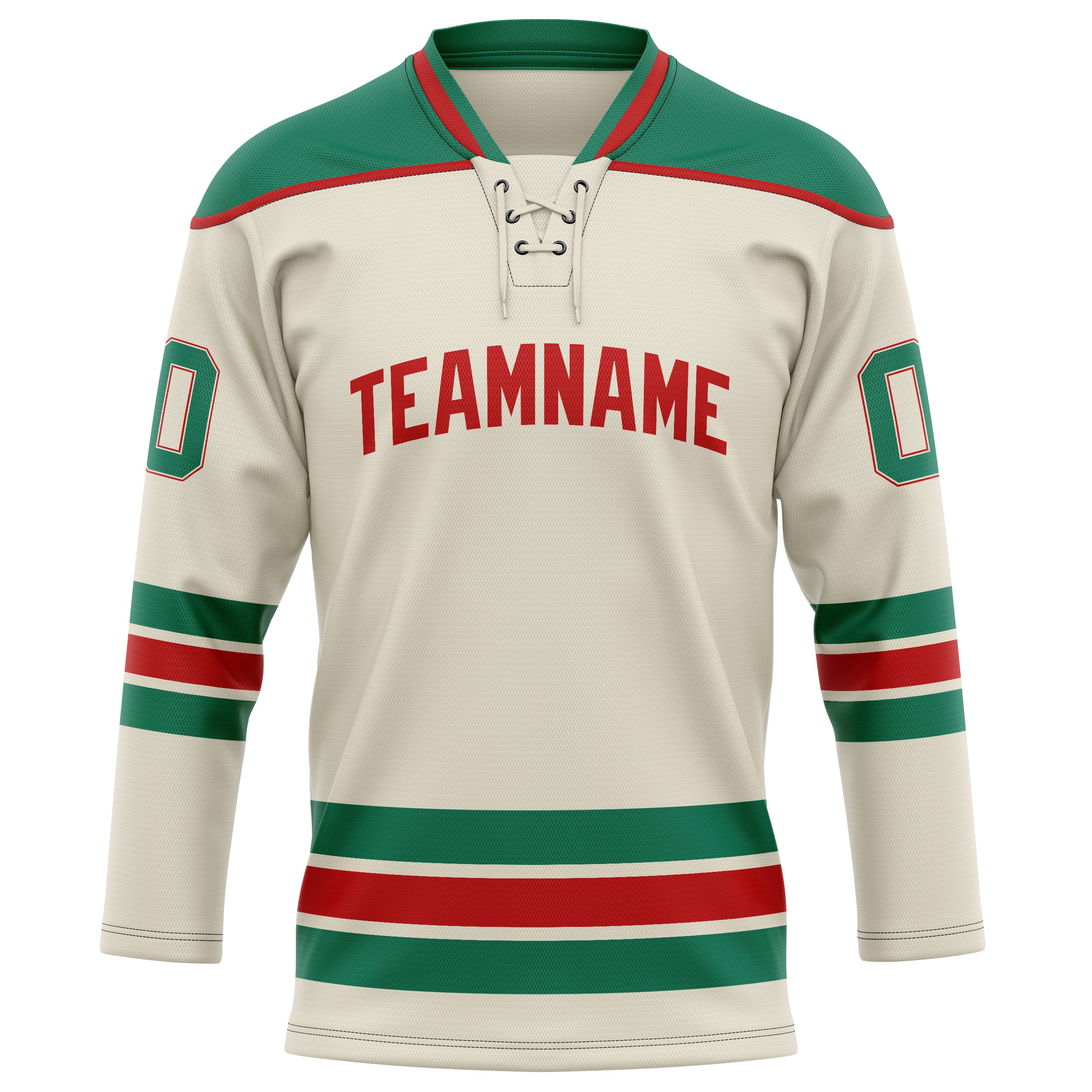 Creme Kelly Grün Eishockey Trikot