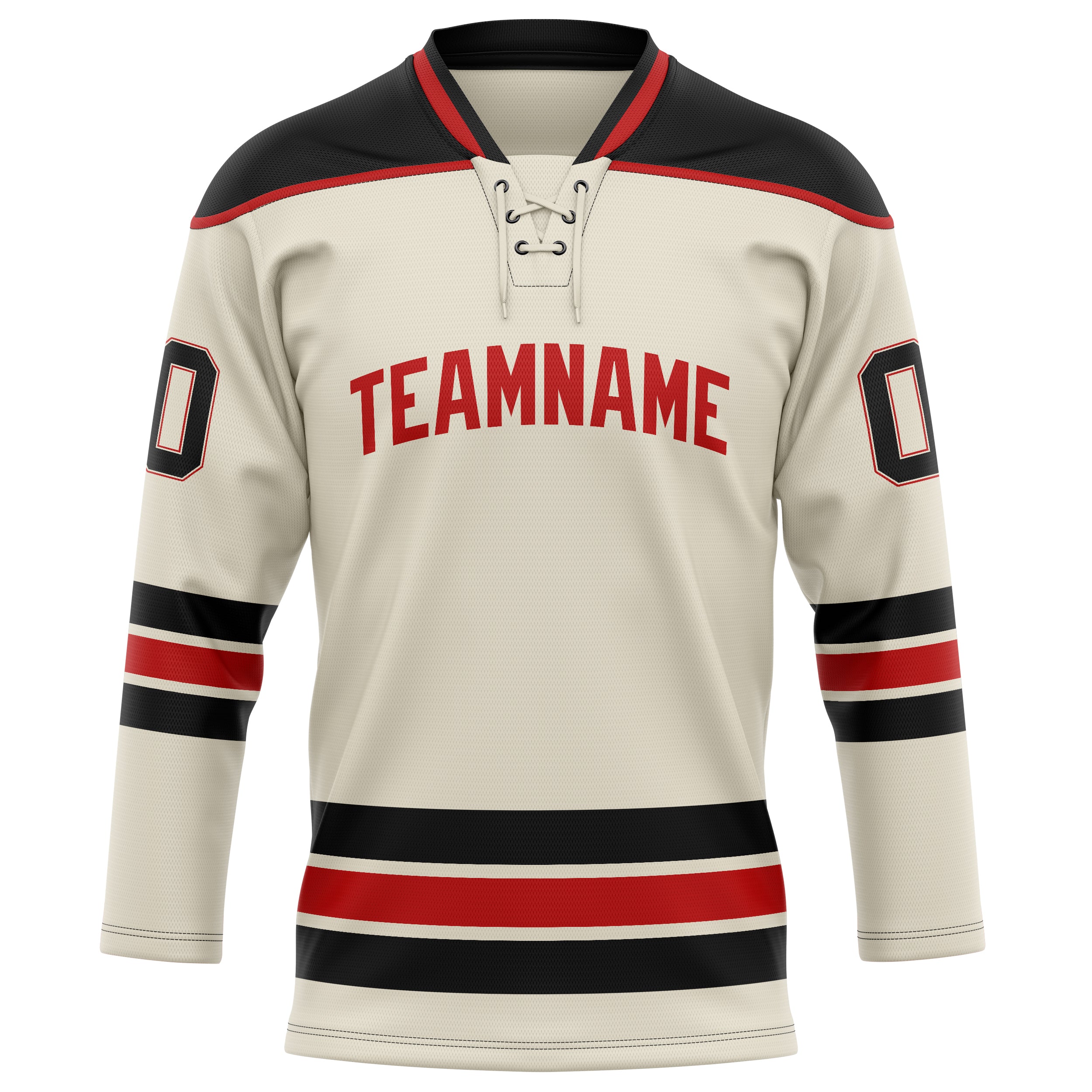 Creme Schwarz Eishockey Trikot