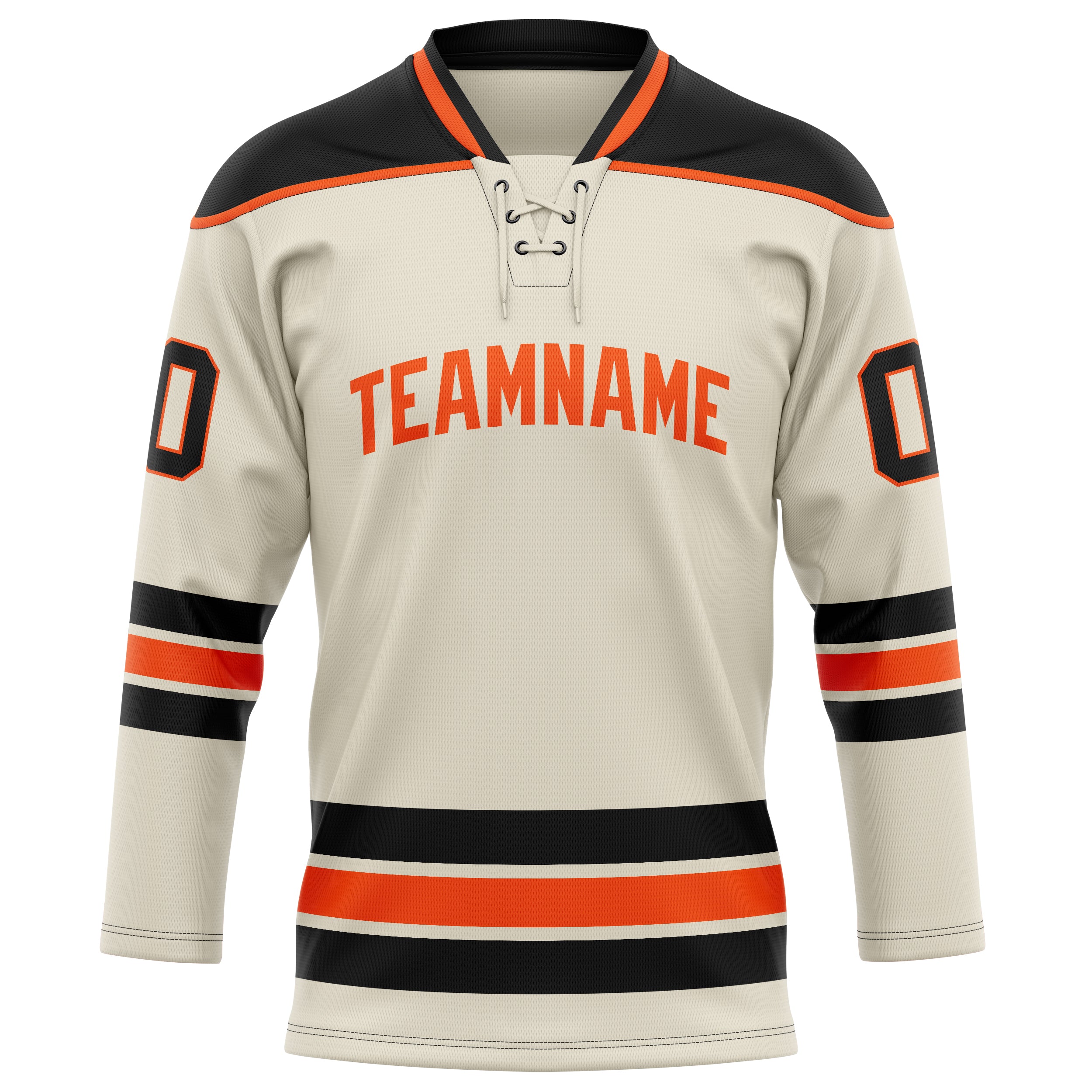 Creme Schwarz Eishockey Trikot