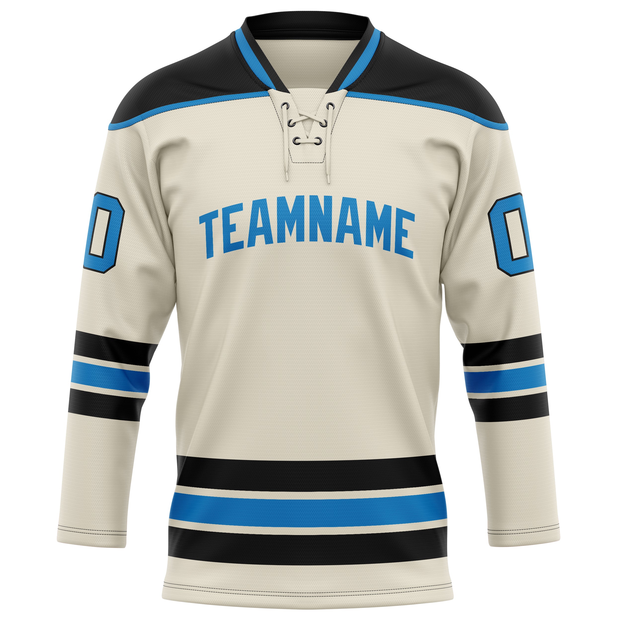 Creme Blau Eishockey Trikot