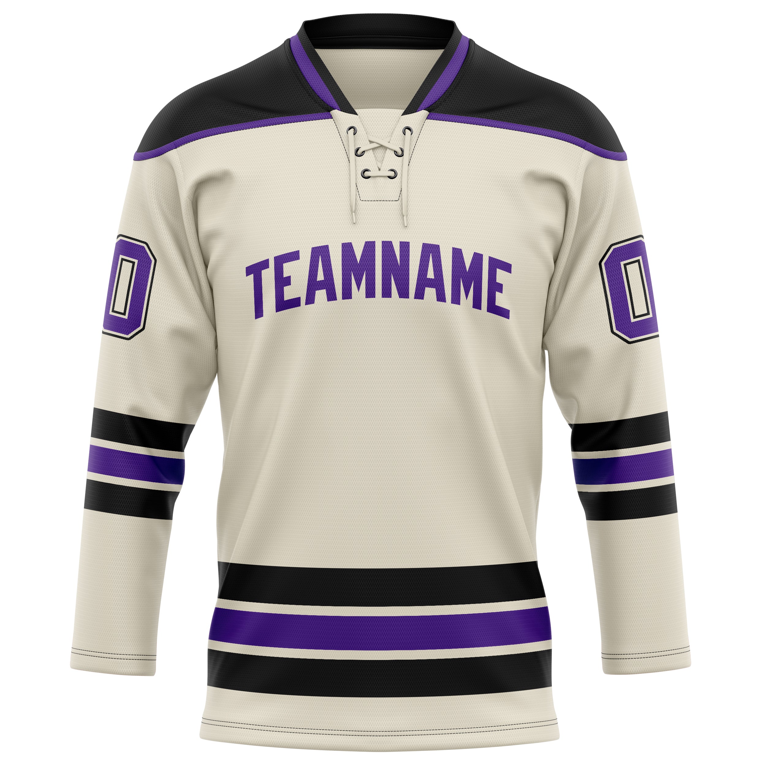 Creme Lila Eishockey Trikot