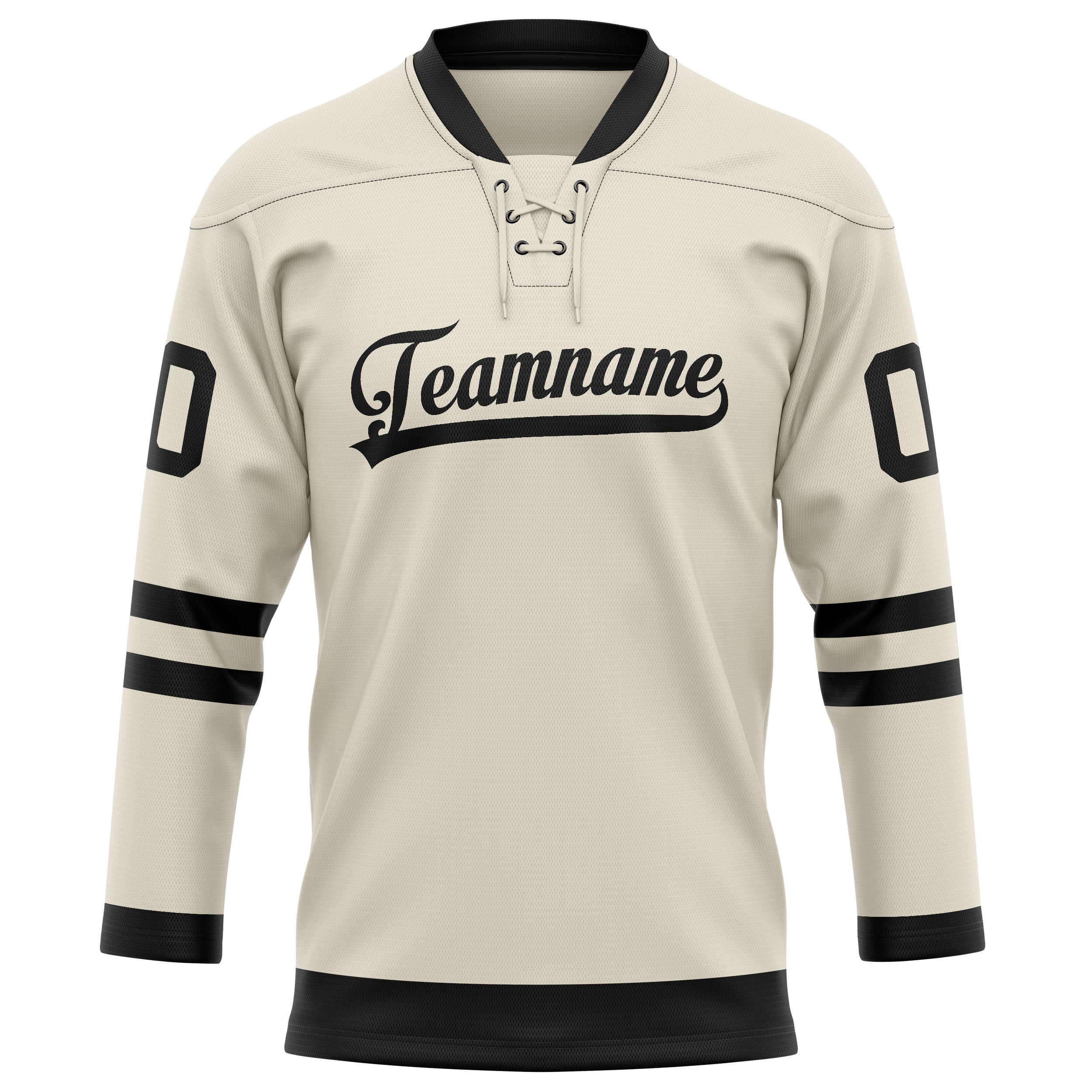 Creme Schwarz Eishockey Trikot