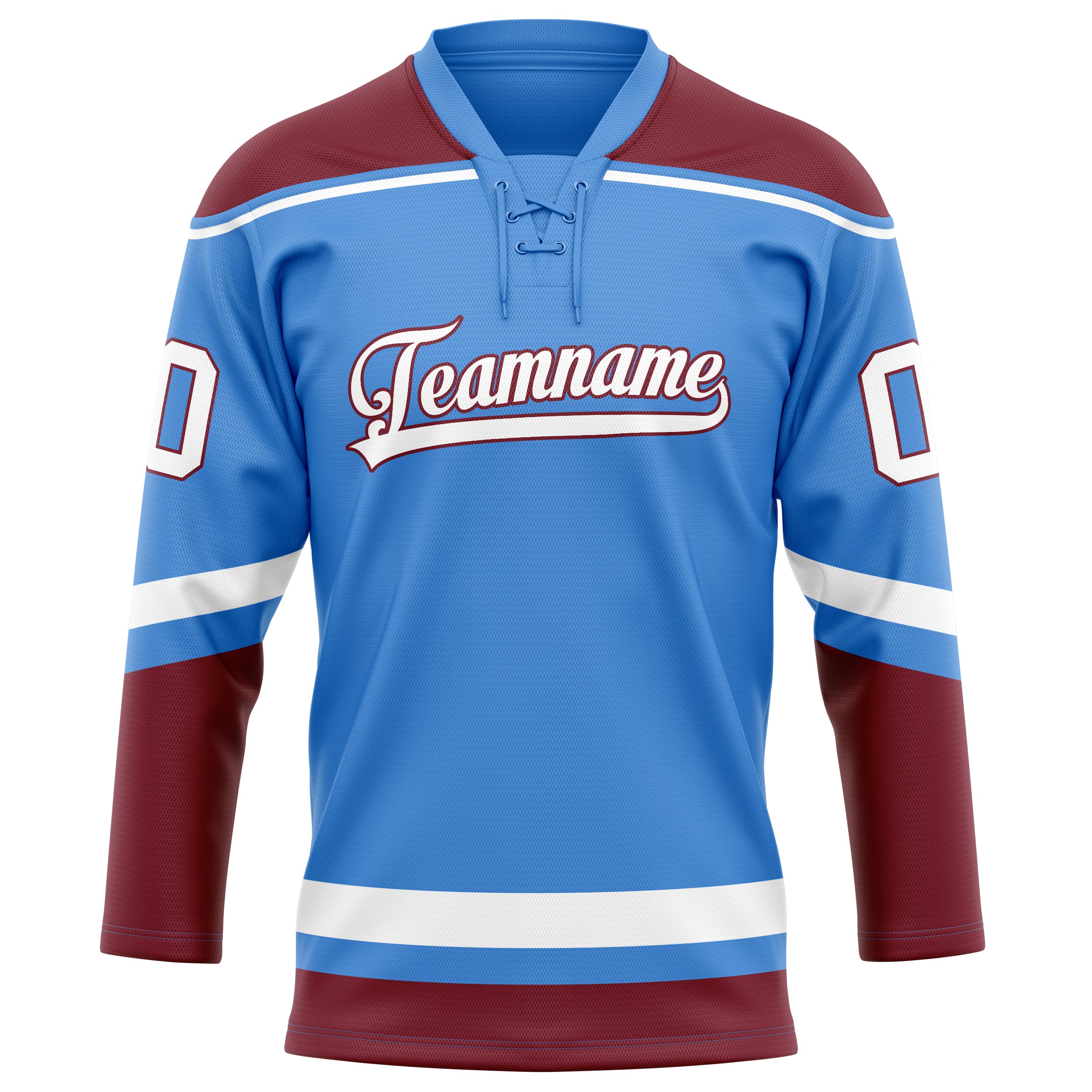 Elektrisch Blau Karmesinrot Eishockey Trikot