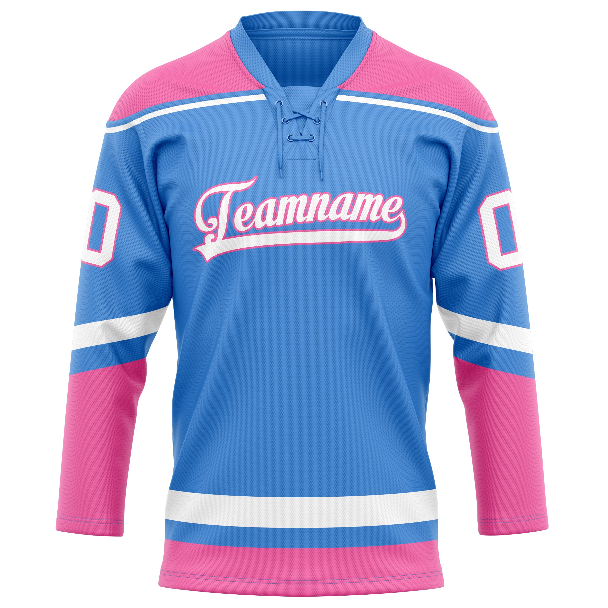 Elektrisch Blau Rosa Eishockey Trikot