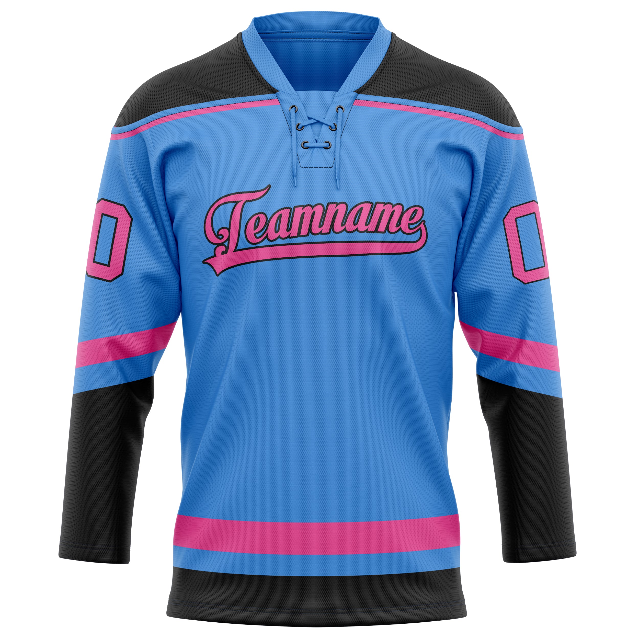 Elektrisch Blau Rosa Eishockey Trikot