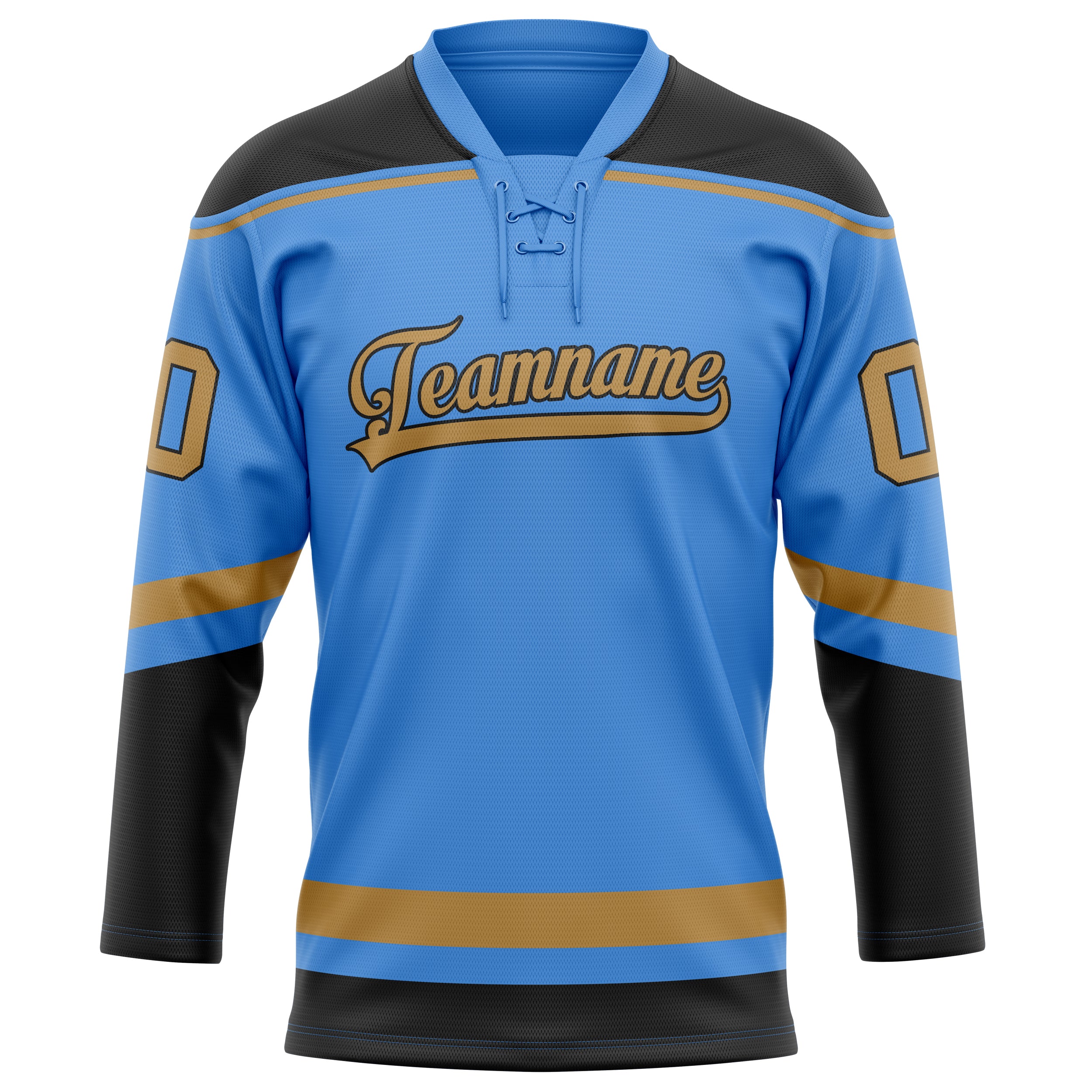 Elektrisch Blau Altgold Eishockey Trikot