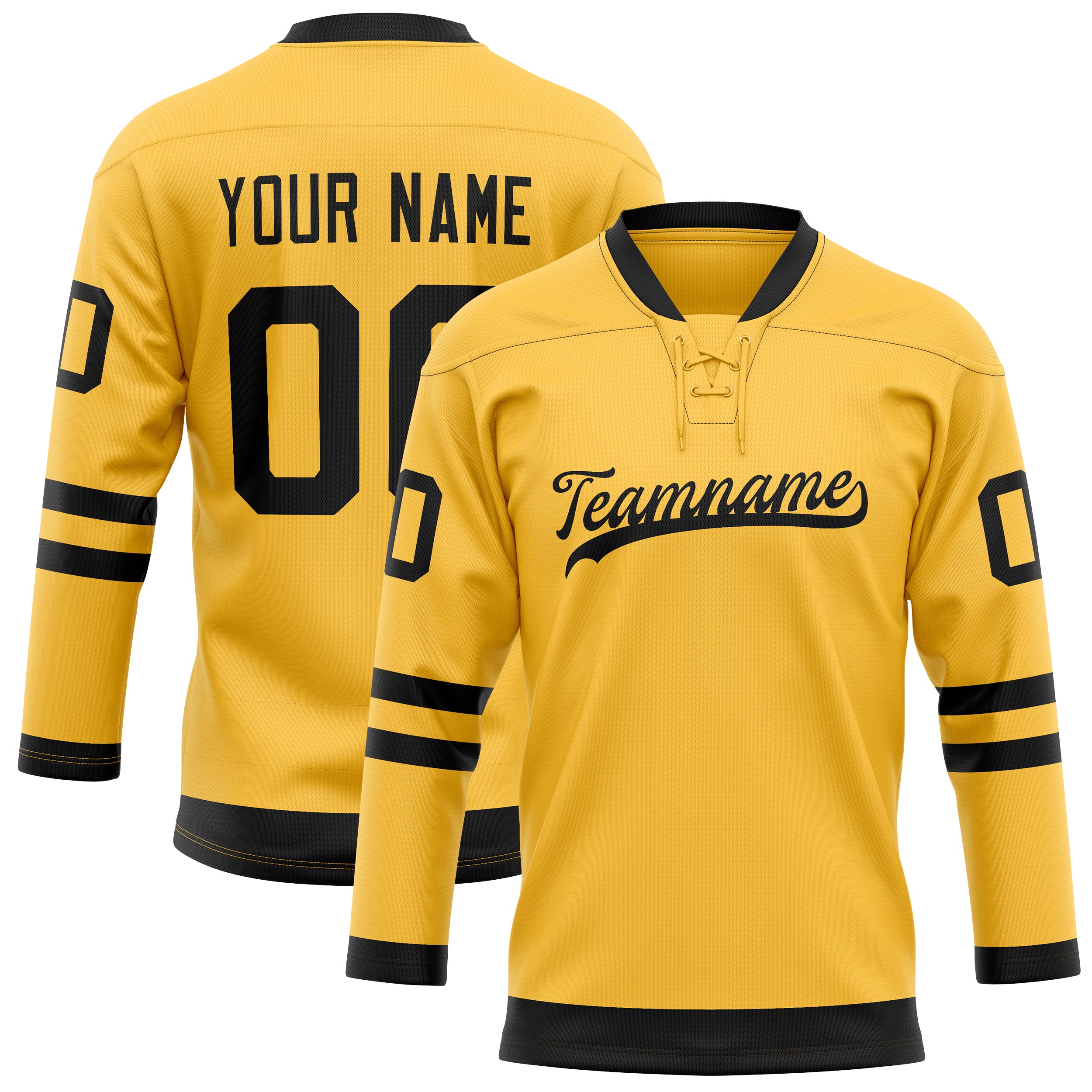 Maßgeschneidertes Professionelles Gold Schwarz Eishockeytrikot HK01240718GO153