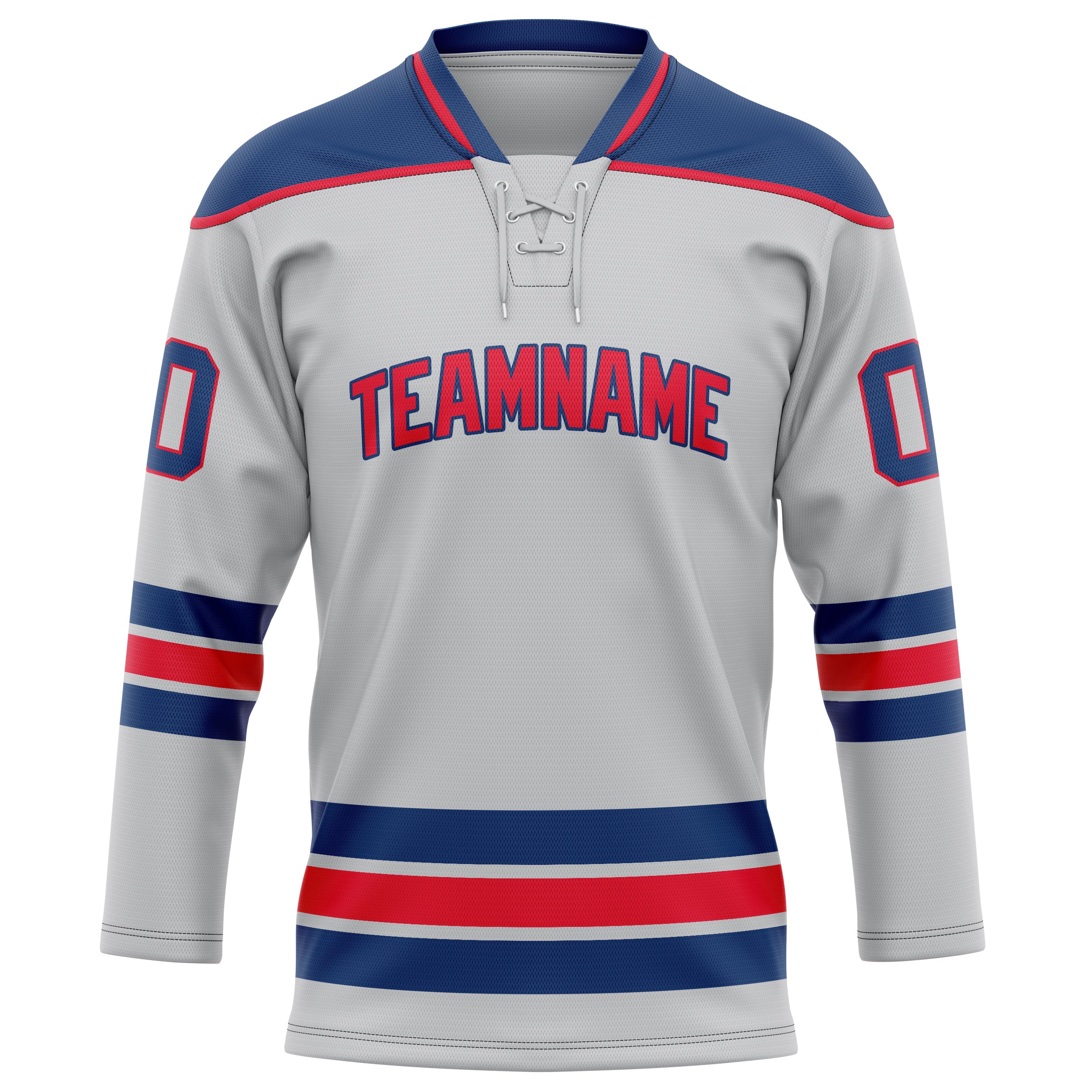 Grau Königsblau Eishockey Trikot