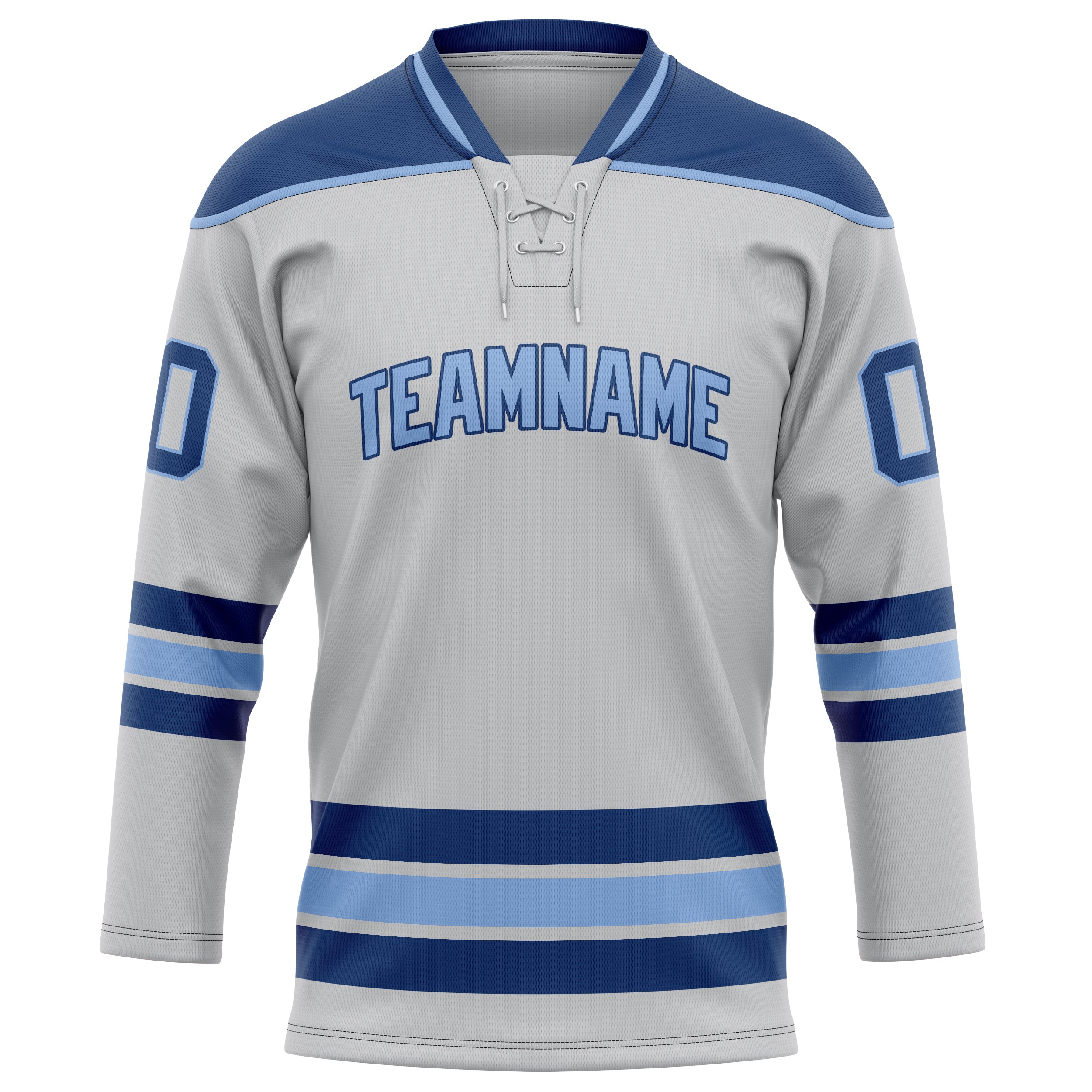 Grau Königsblau Eishockey Trikot