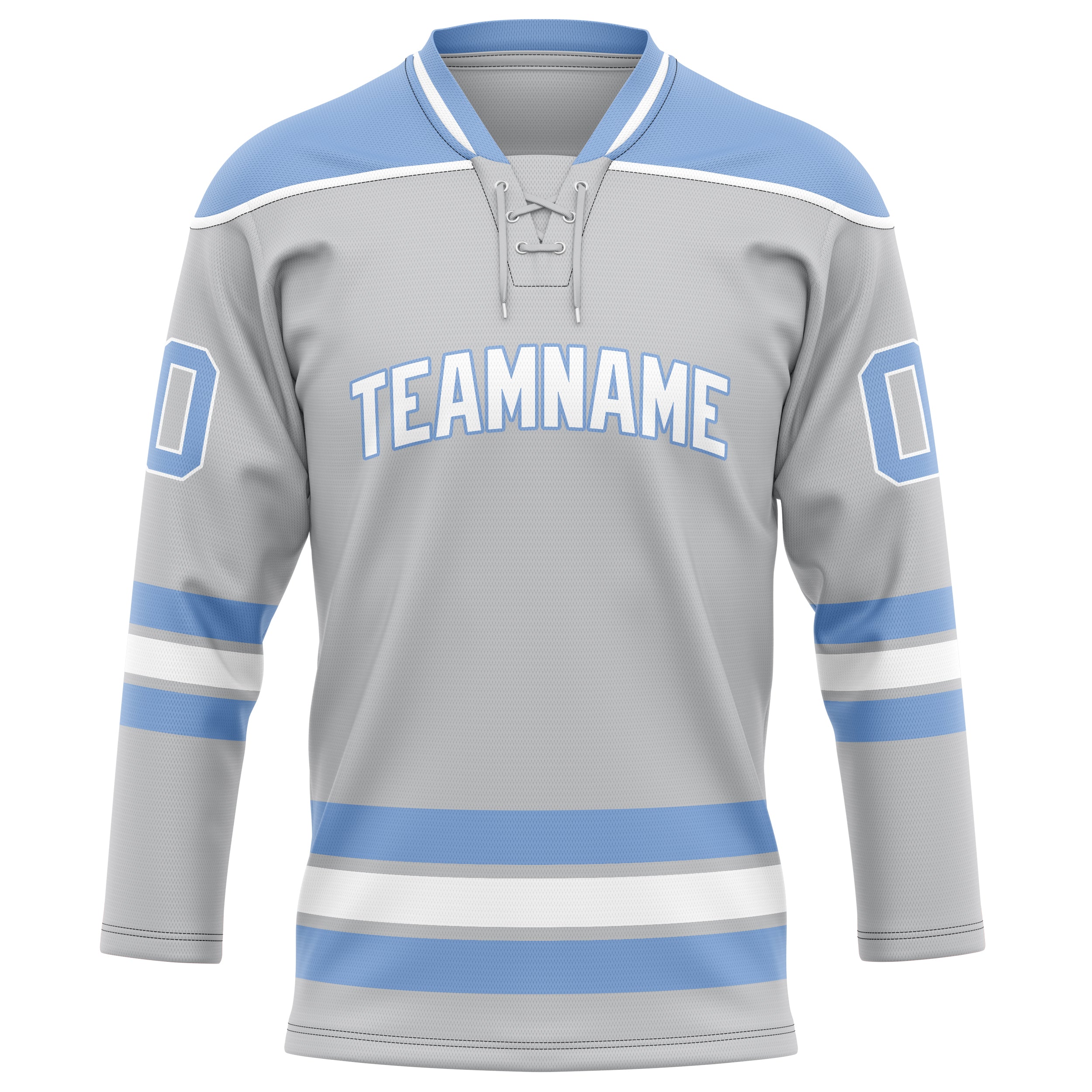 Grau Hellblau Eishockey Trikot