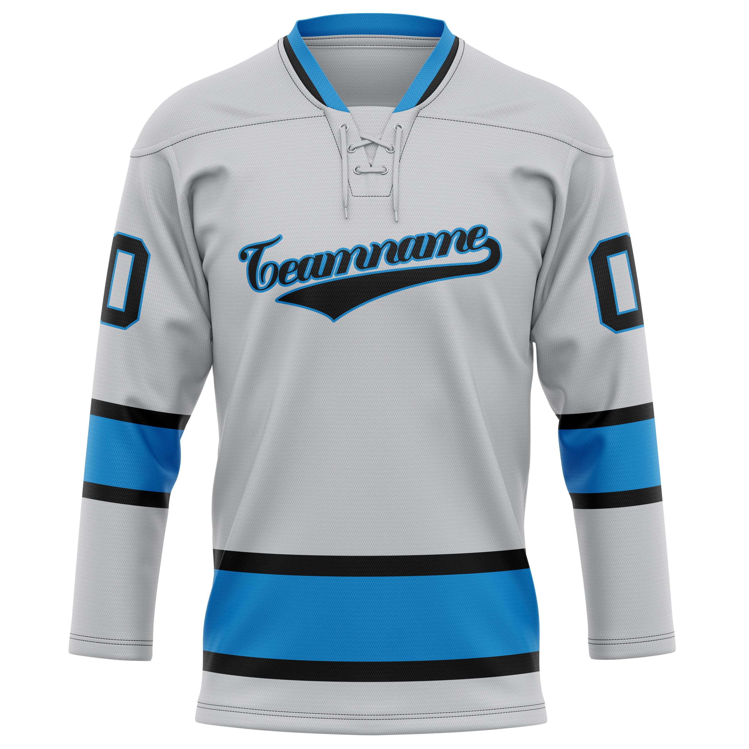 Grau Blau Eishockey Trikot