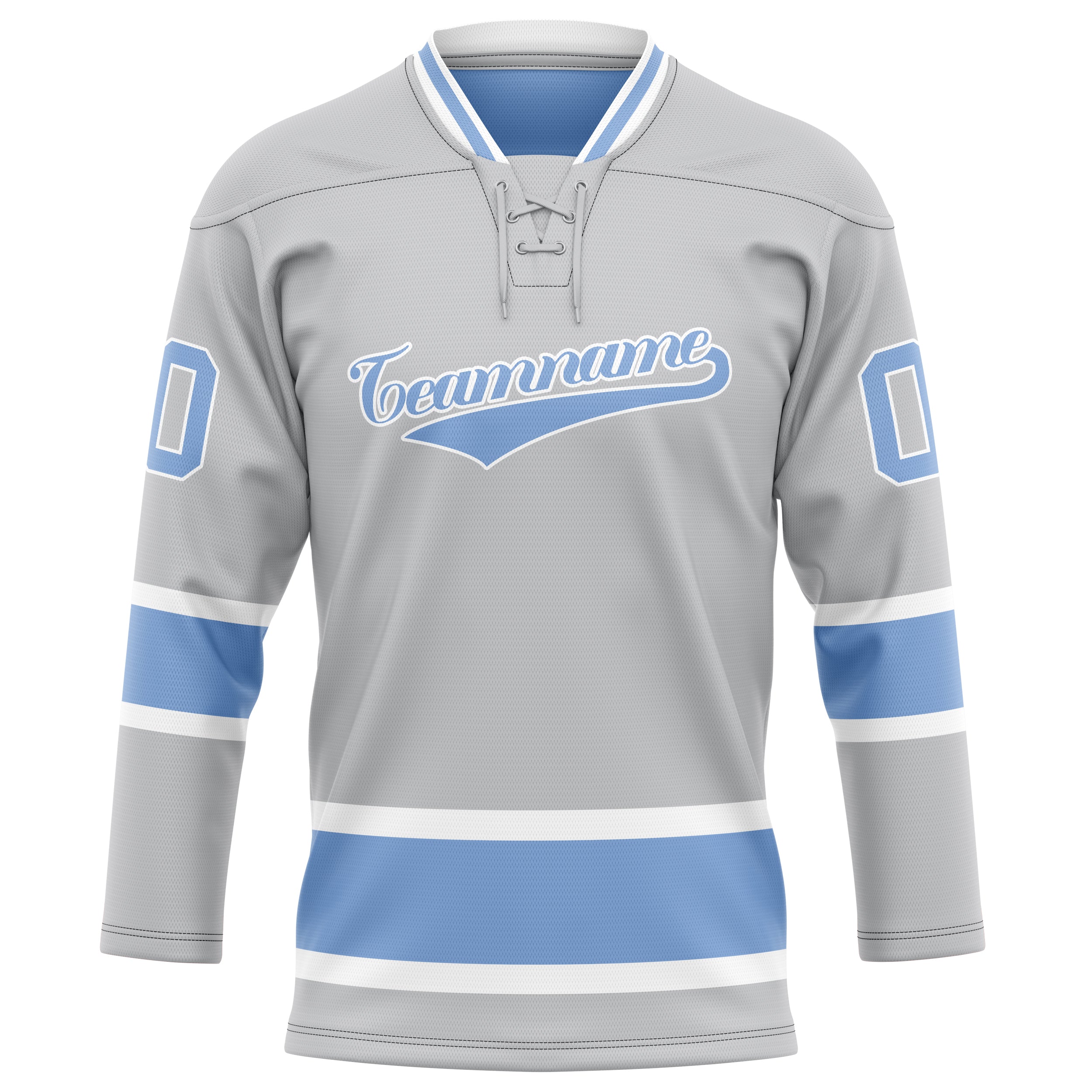 Grau Hellblau Eishockey Trikot