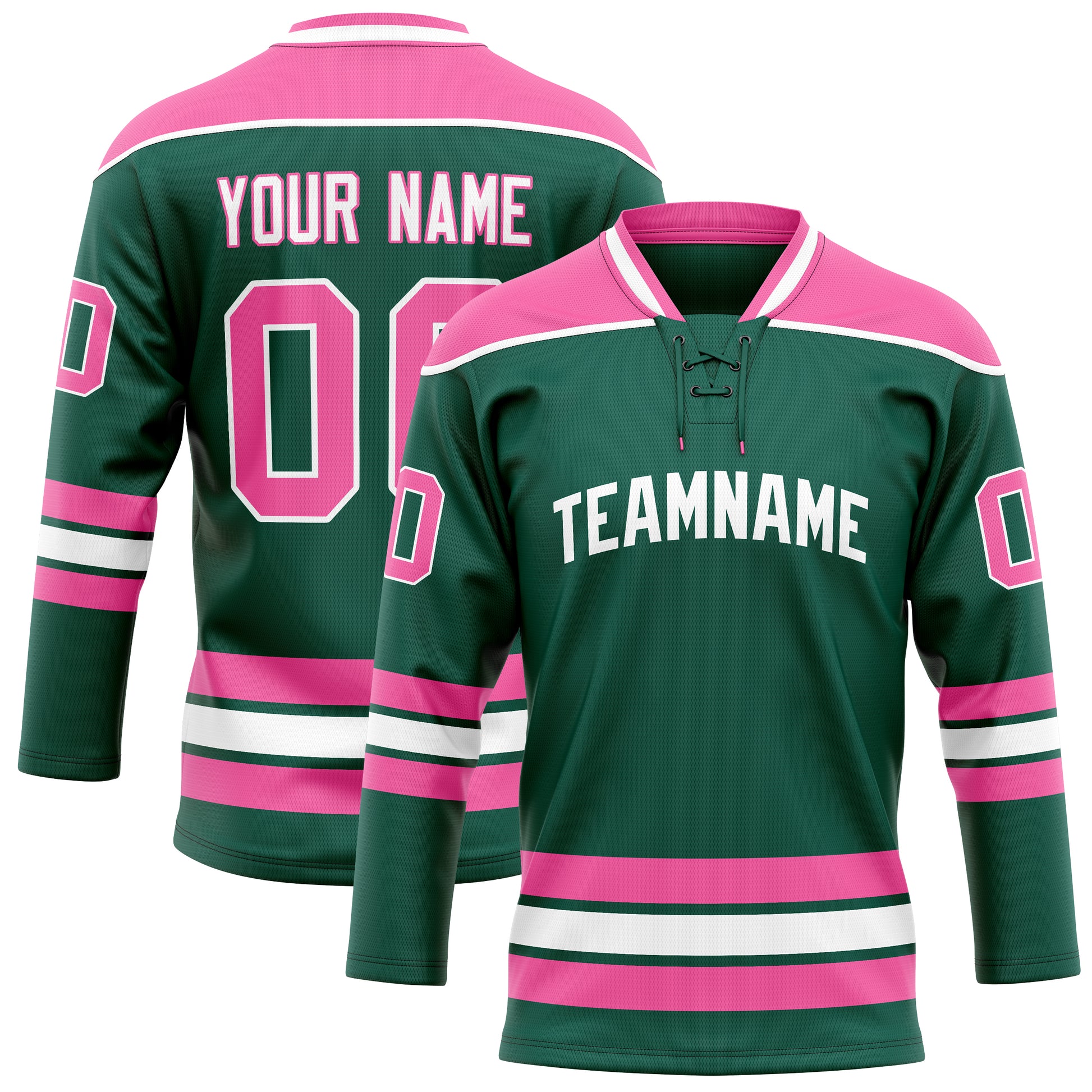 Maßgeschneidertes Professionelles Grün Rosa Eishockeytrikot HK01240718GR204