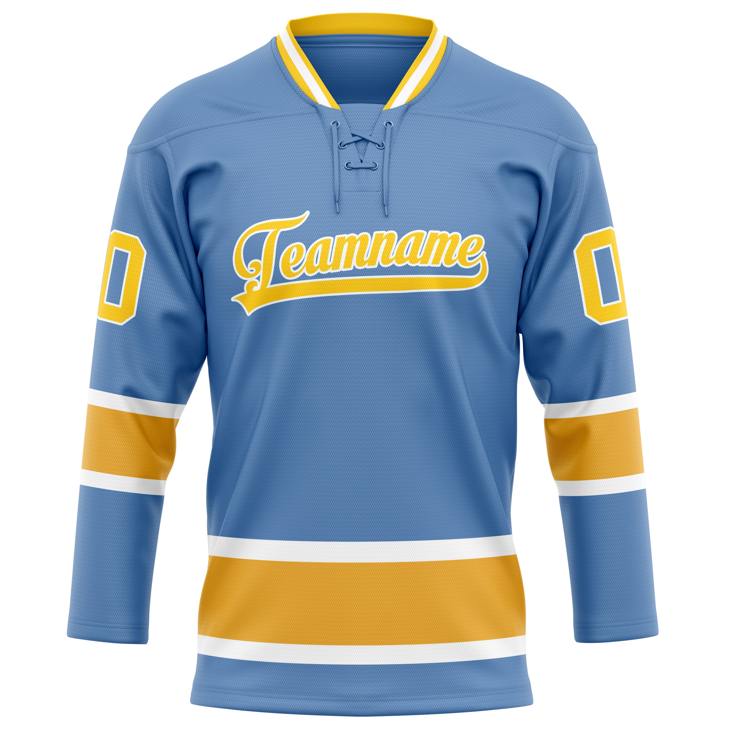 Hellblau Gold Eishockey Trikot